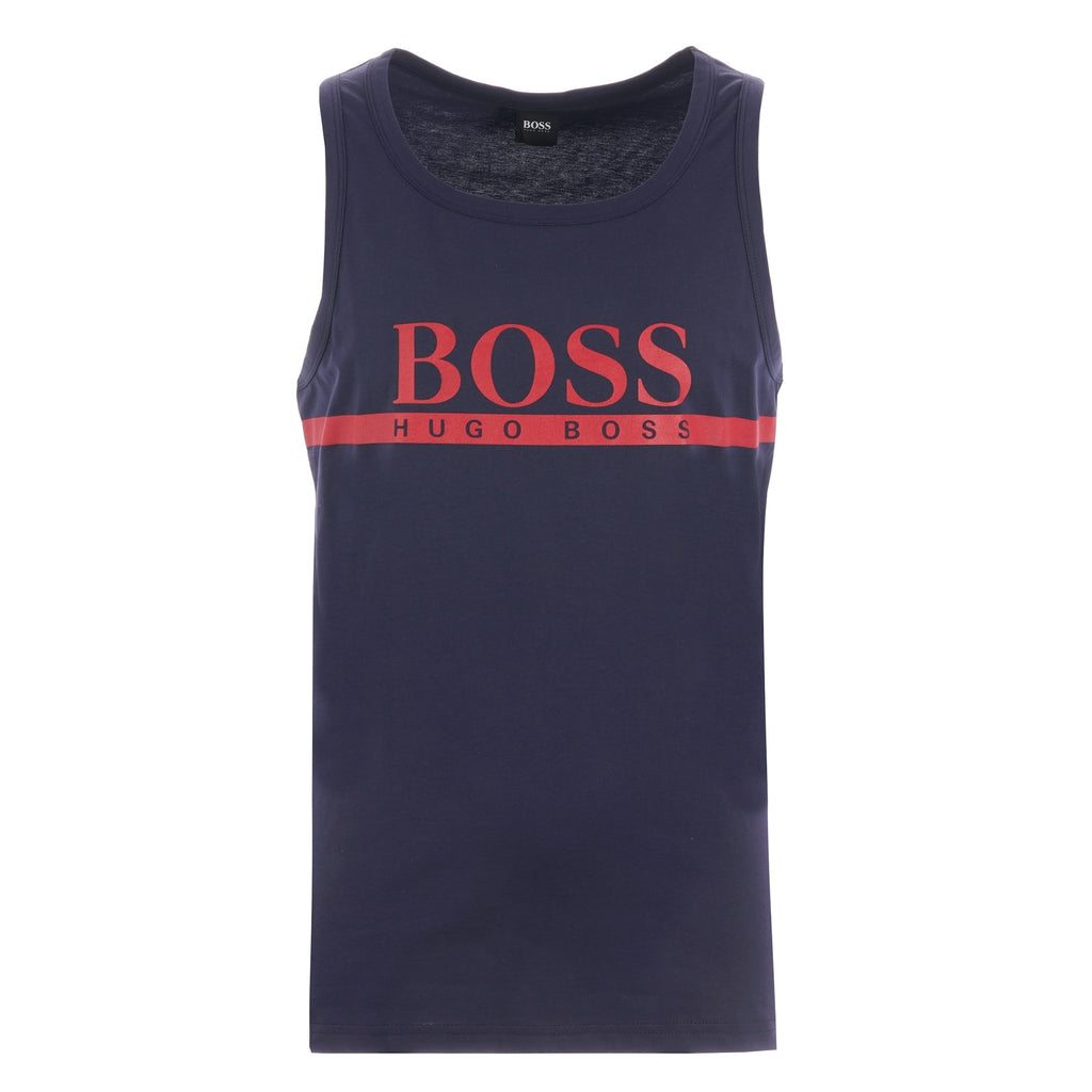 Boss Contrast Logo Tank Top - Navy
