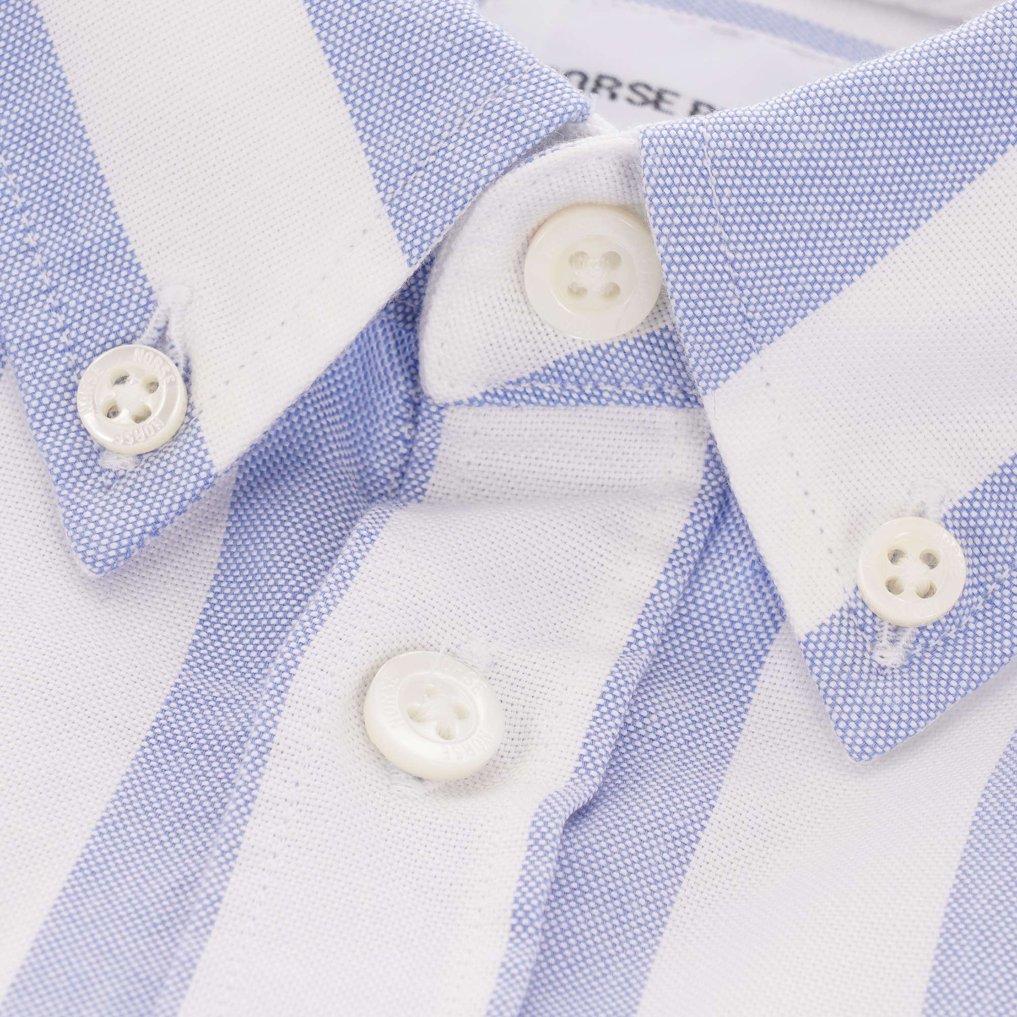 Norse Projects Anton Oxford Shirt - Pale Blue Wide Stripe