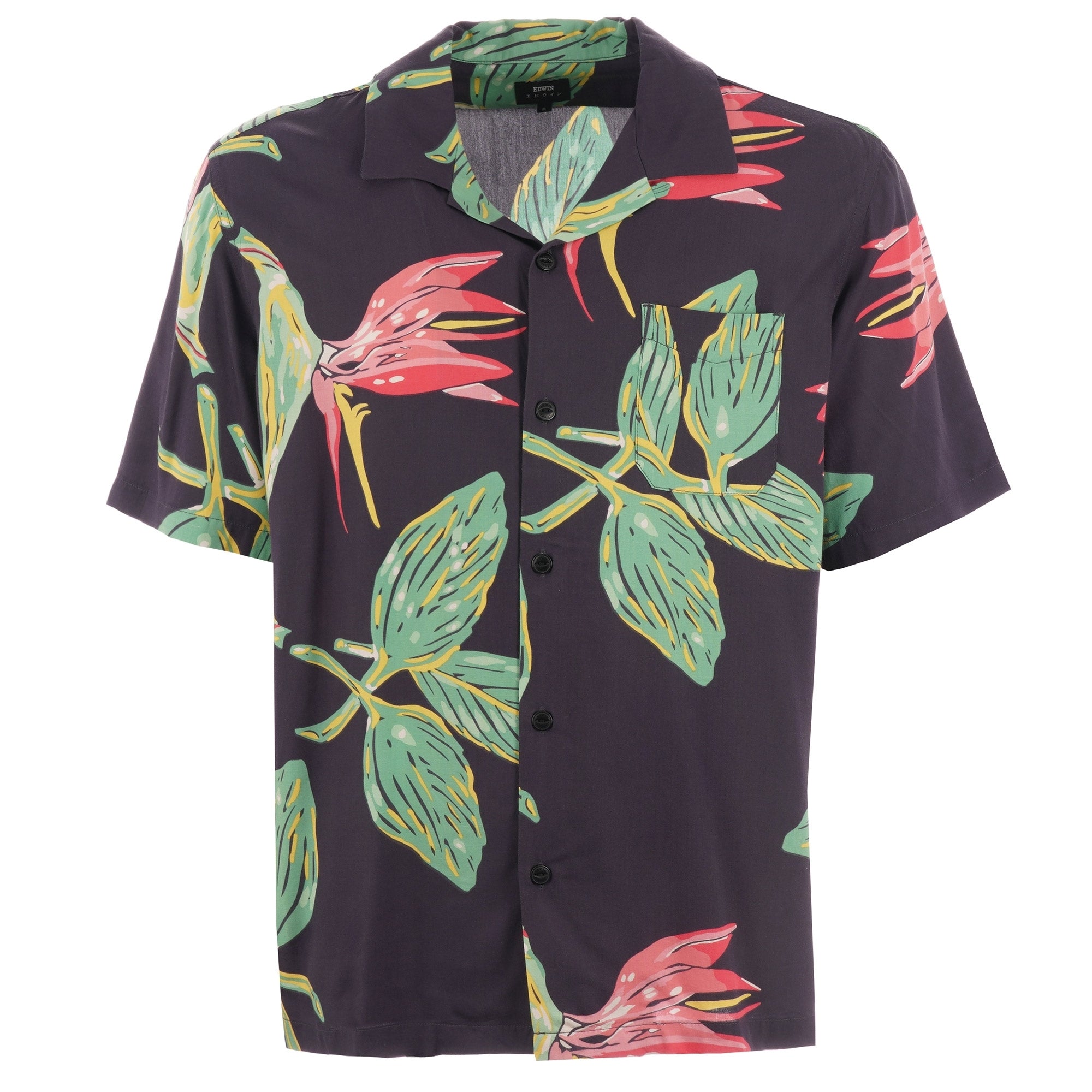 Edwin Resort Shirt - Ebony Birds of Paradise