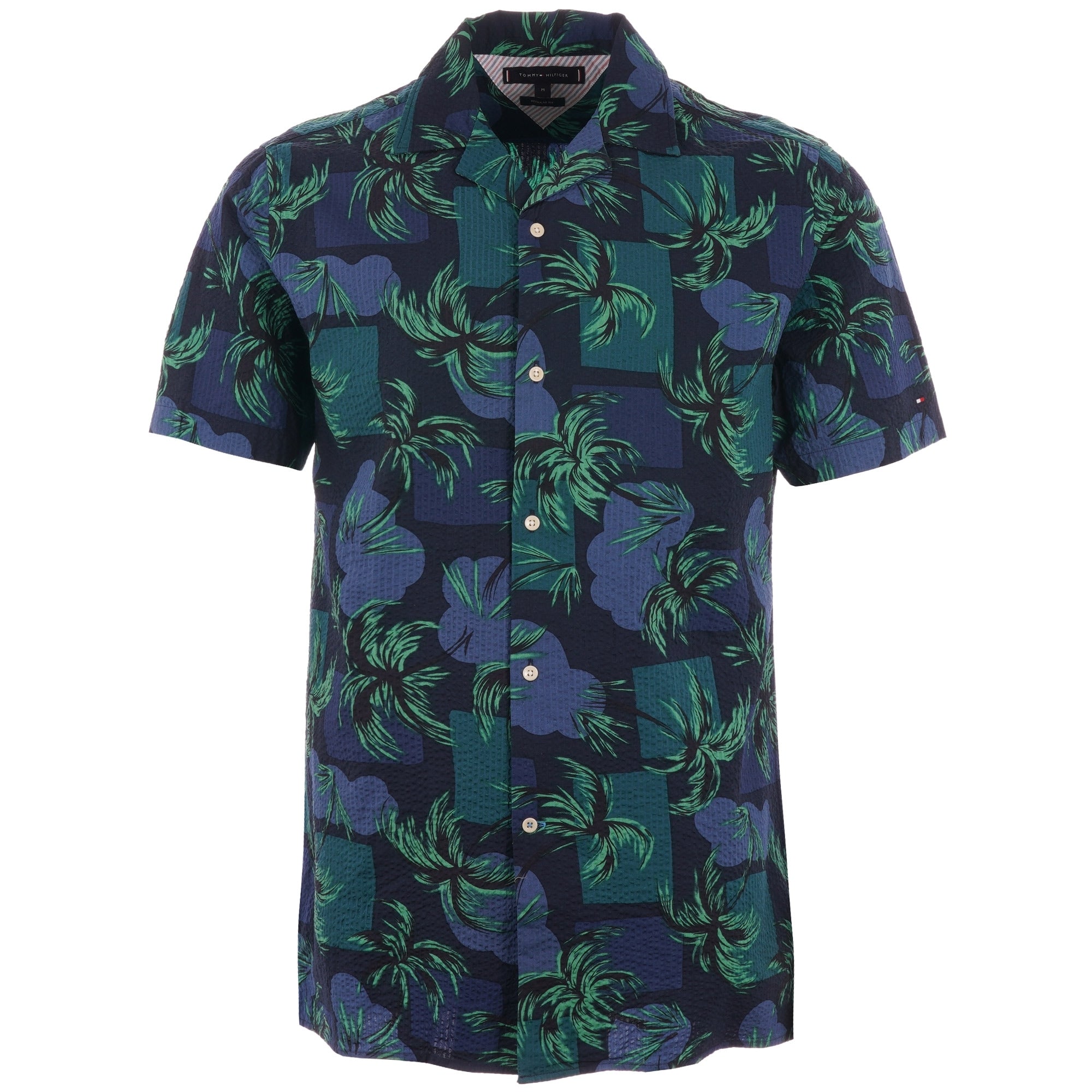 Tommy Hilfiger Palm Tree Print Open Collar Shirt - Night Sky
