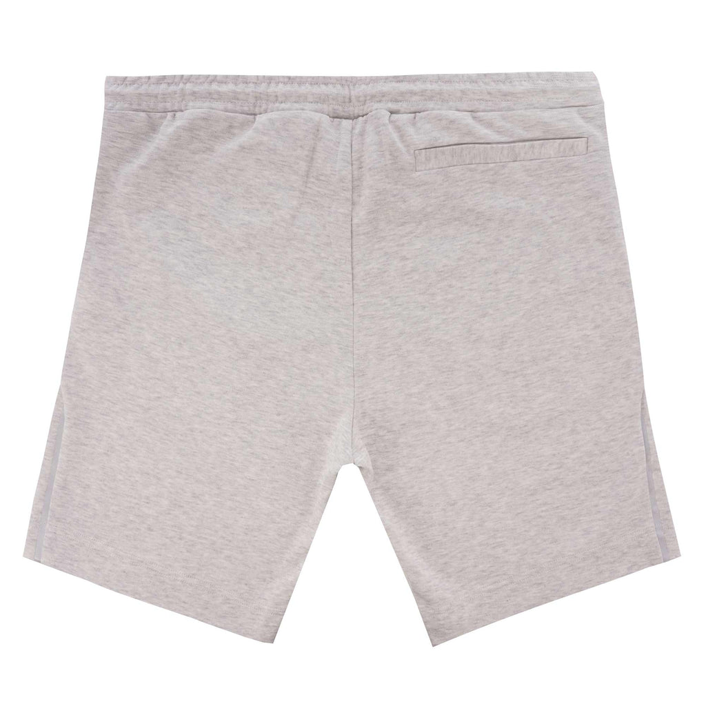 Boss Slim-fit jogging shorts in contrast fabrics with curved logo  - Grey