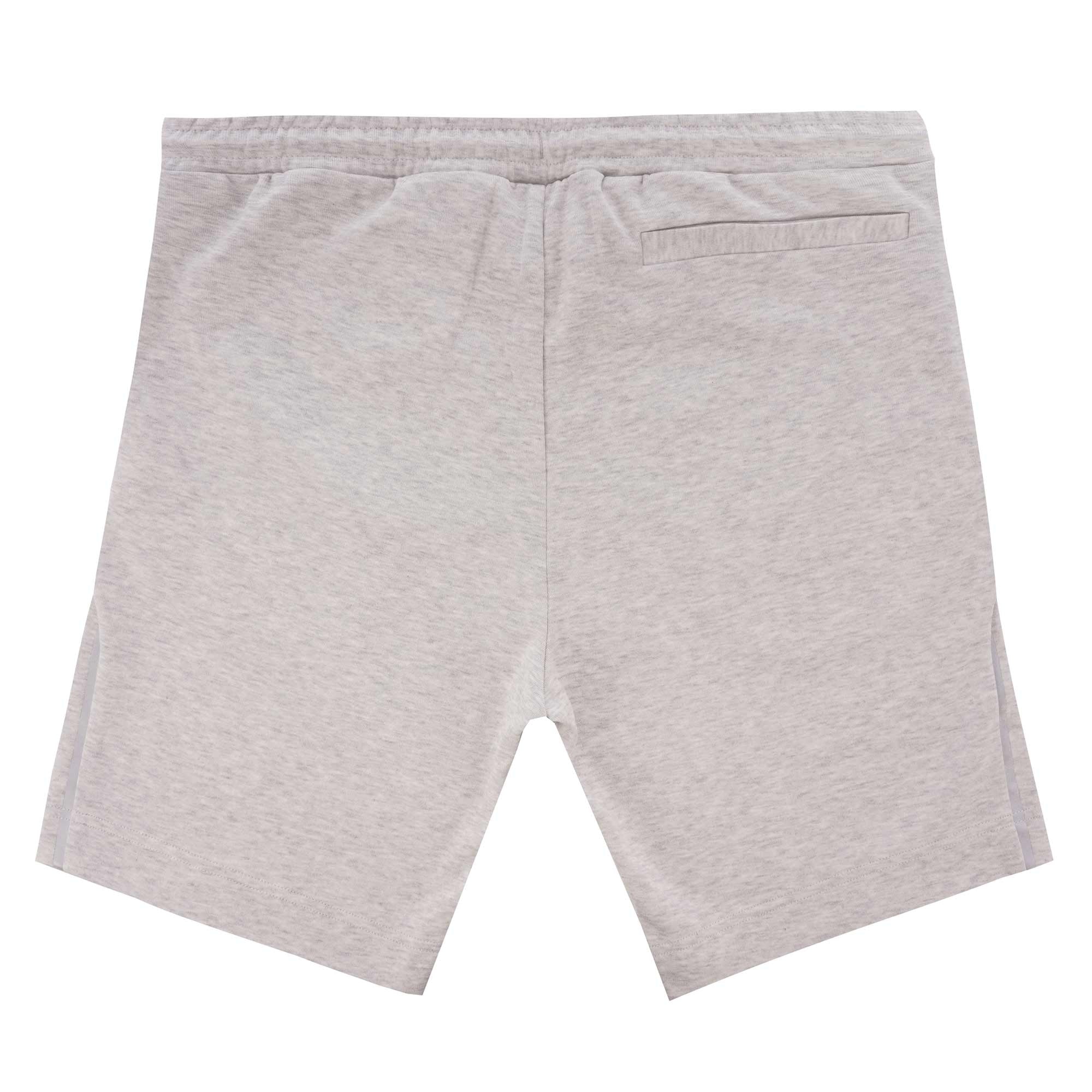 Boss Slim-fit jogging shorts in contrast fabrics with curved logo  - Grey