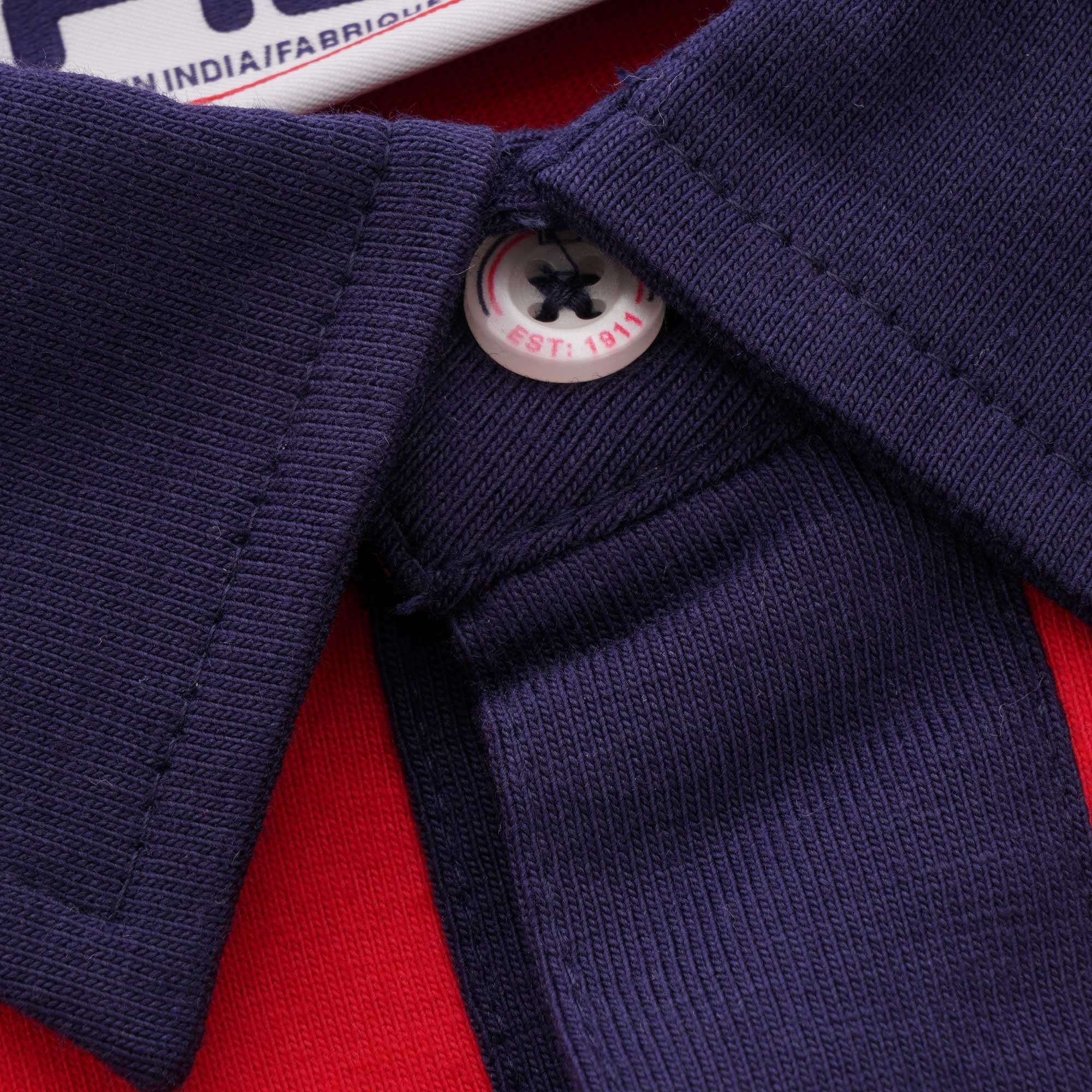 Fila Vintage Mazen Long Sleeve Polo Shirt - Peacoat, Chinese Red & White