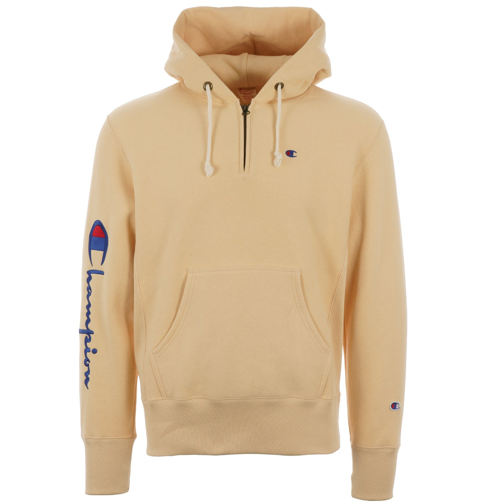Champion Half Zip Logo Reverse Weave Hoodie - Butter