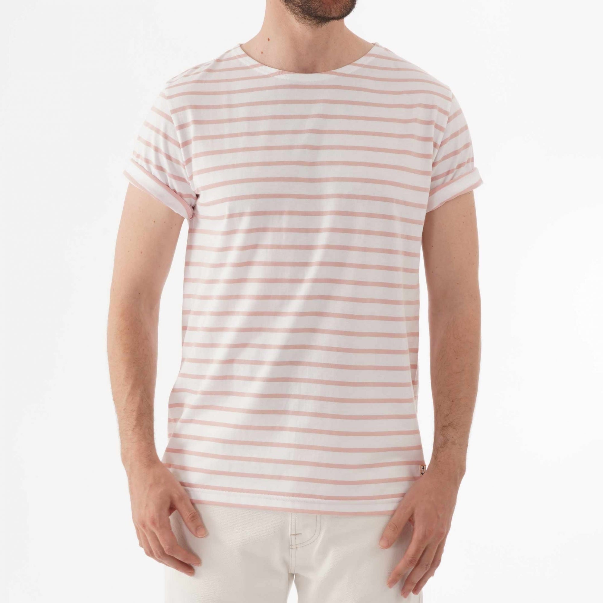 Armor Lux Breton Striped Mariniere T-Shirt - White & Lotus