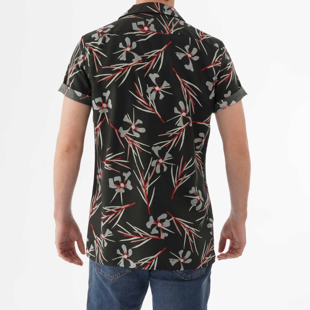 Paul Smith Floral Print Open Collar Shirt - Black