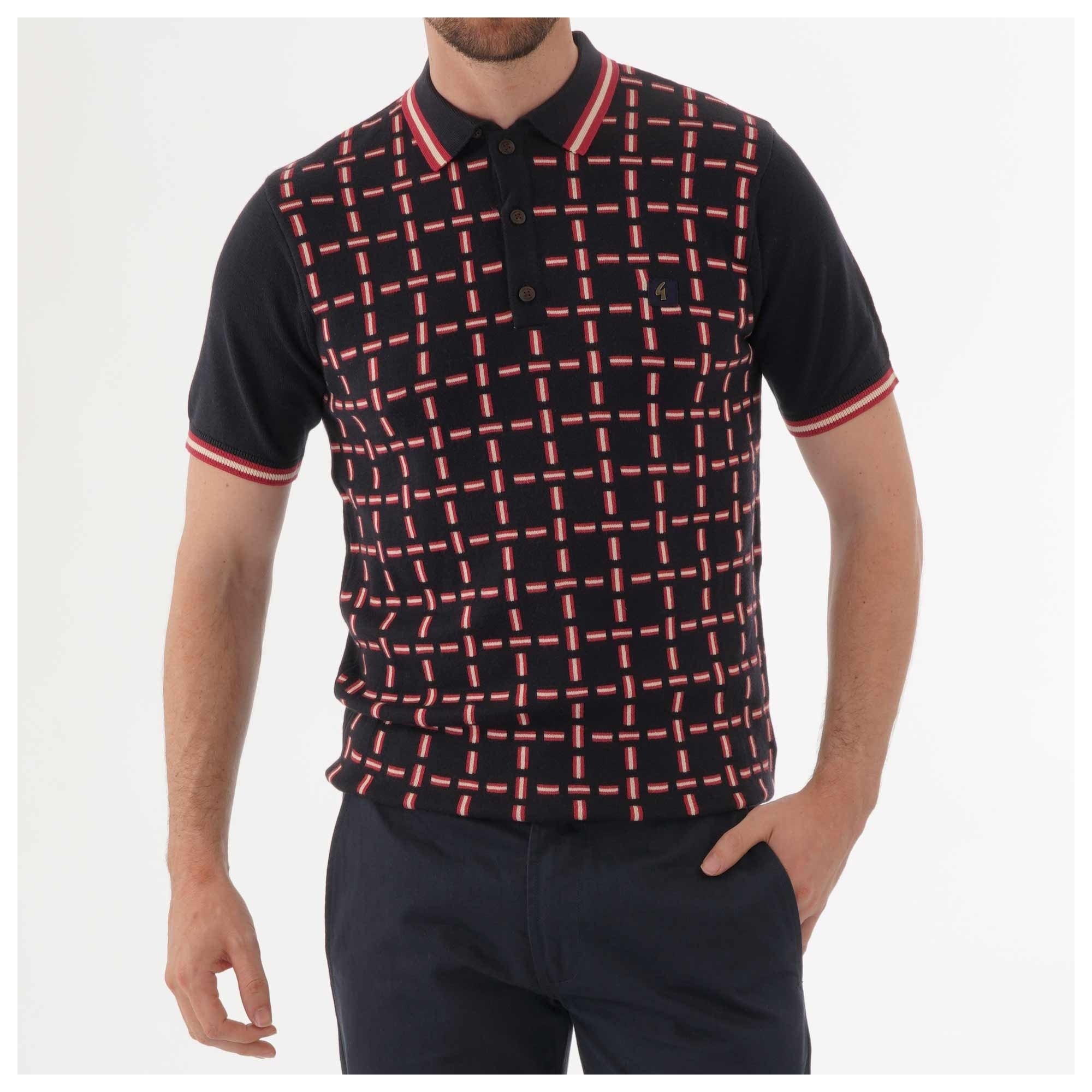 Gabicci Vintage Ruskin Knitted Polo Shirt - Navy