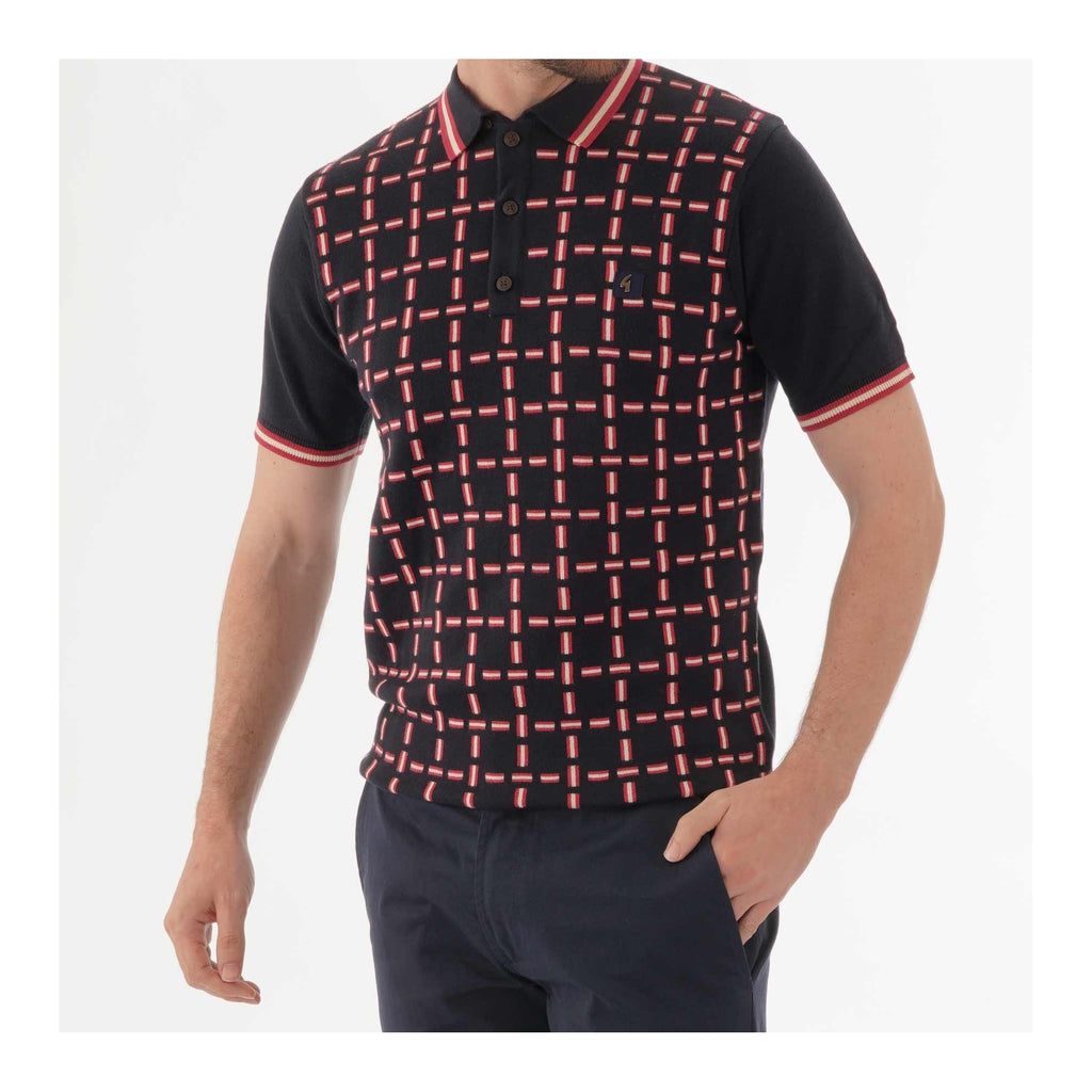 Gabicci Vintage Ruskin Knitted Polo Shirt - Navy