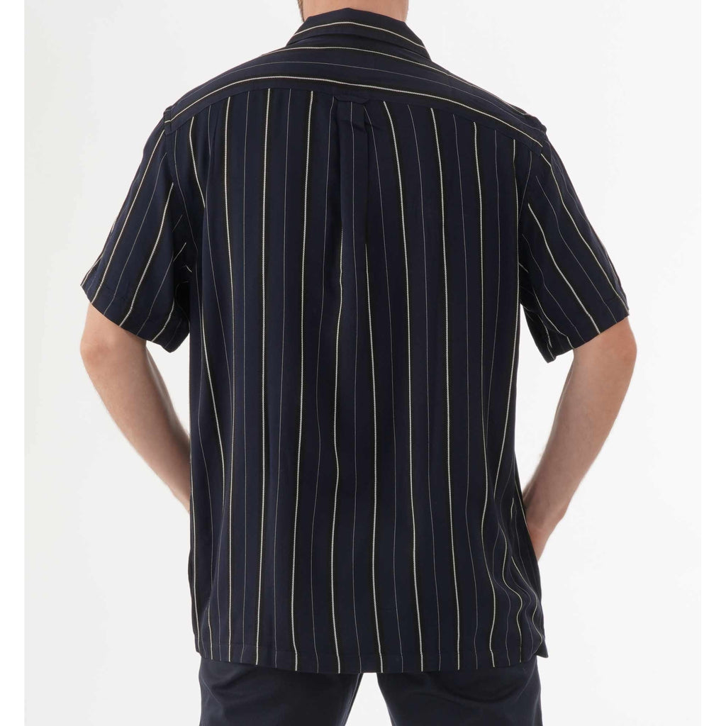 Ben Sherman Short Sleeve Satin Stripe Shirt - Navy