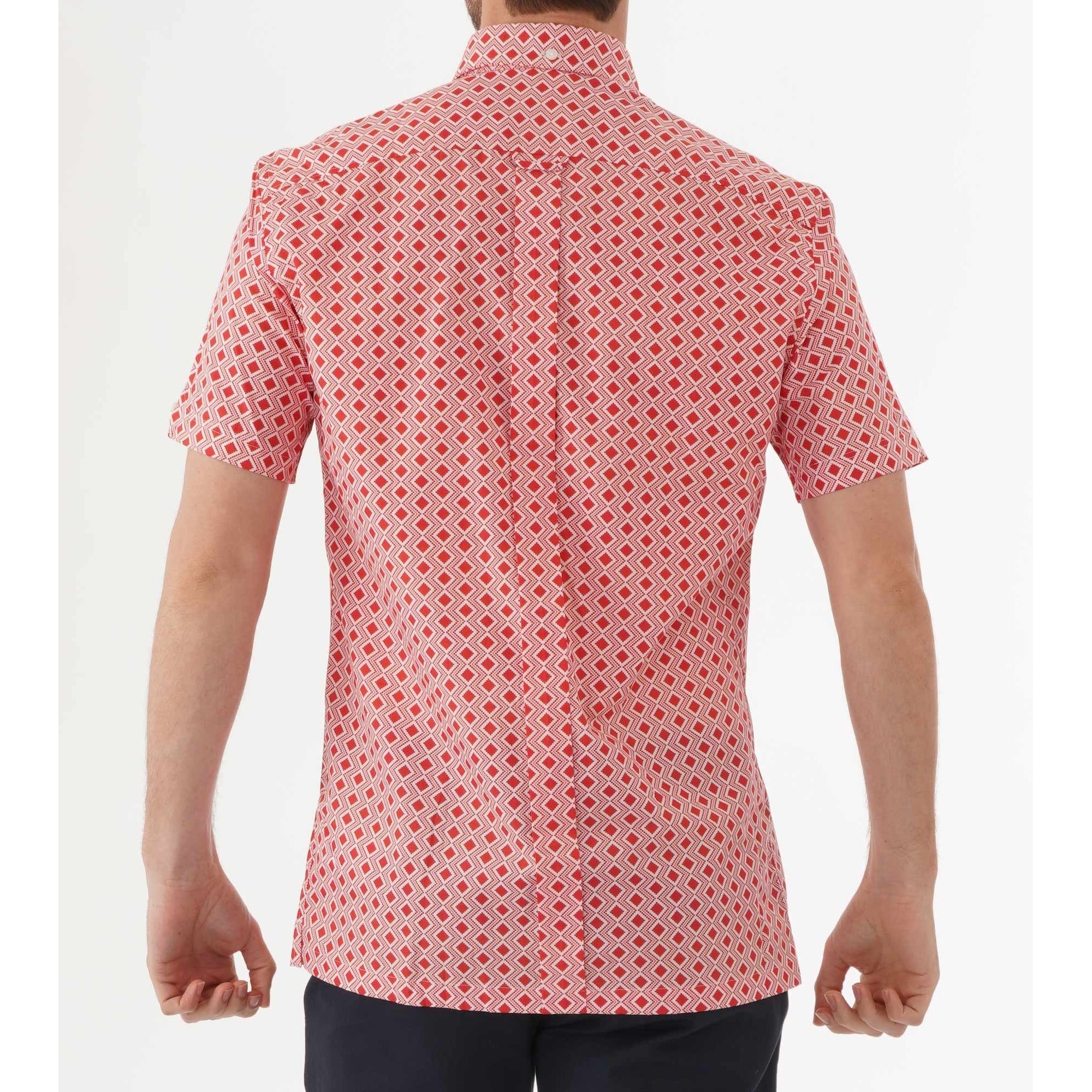 Ben Sherman Geometric Short-Sleeved Shirt - Cornell Red