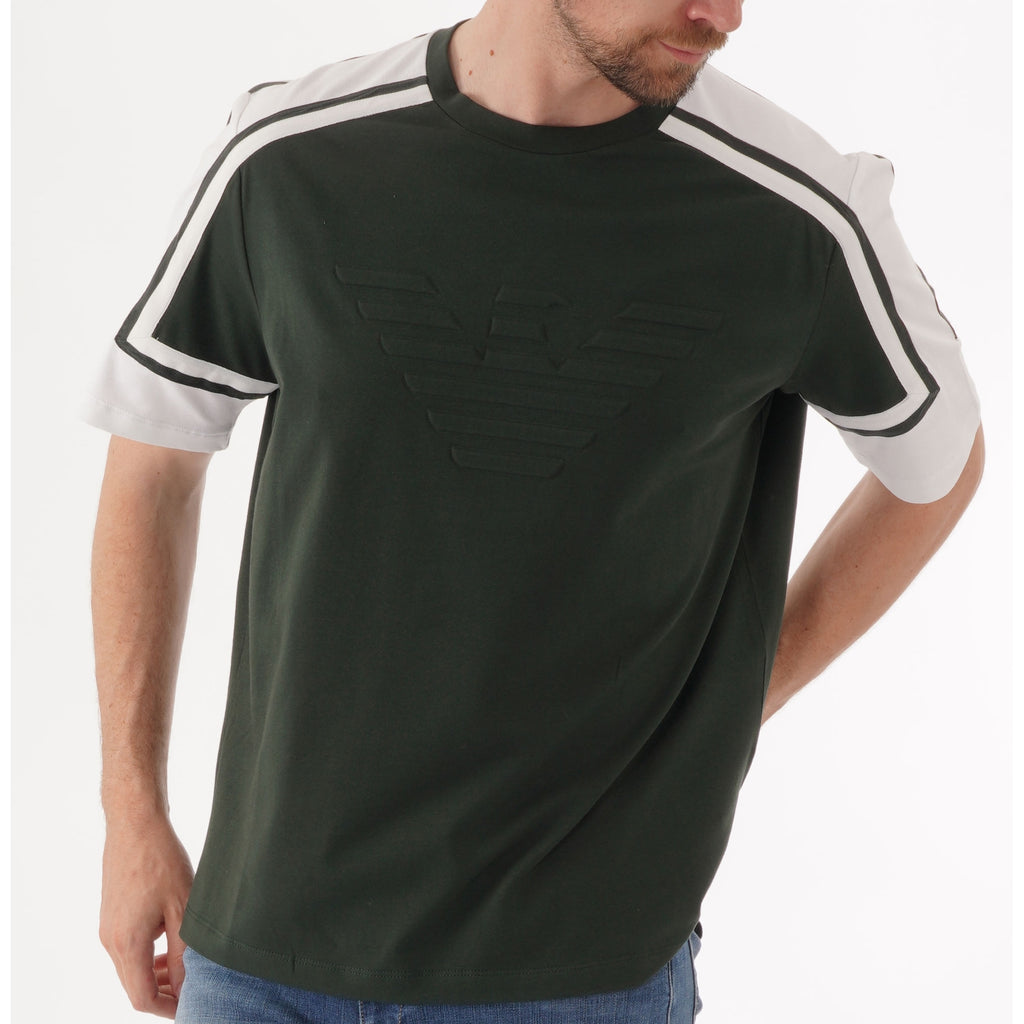 Emporio Armani Logo Print Cotton T-Shirt - Verde Scuro