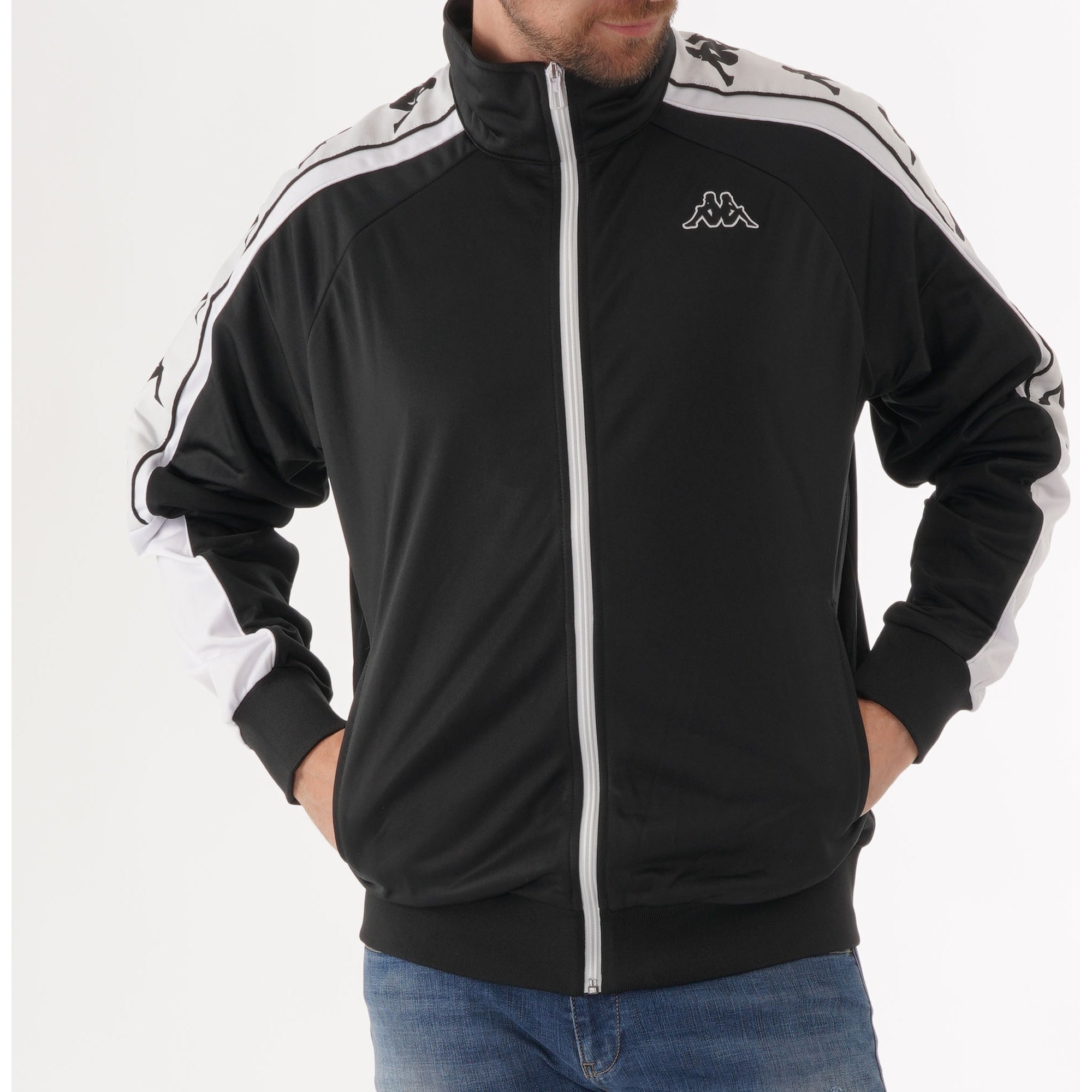 Kappa Banda 10 Jacket - Black & White – Stuarts London