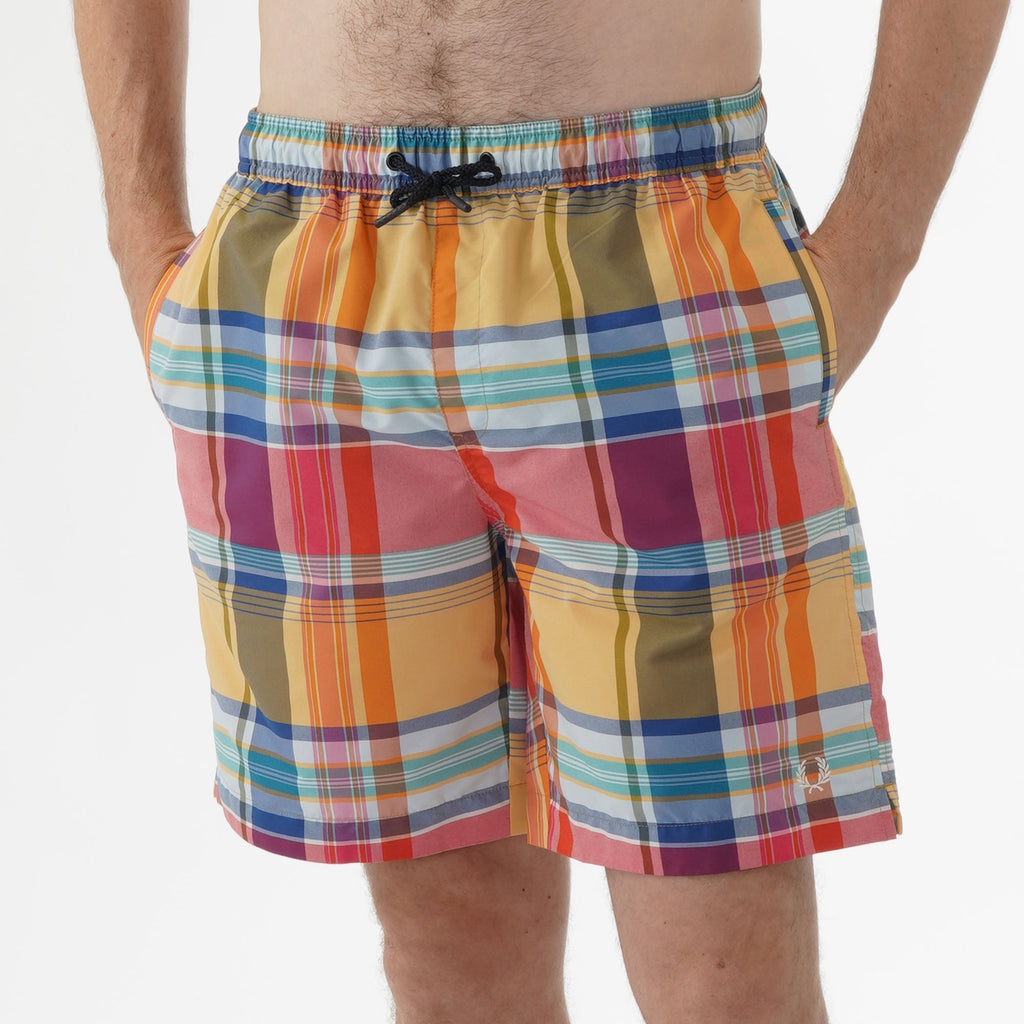 Fred Perry Madras Check Swim Shorts - Red