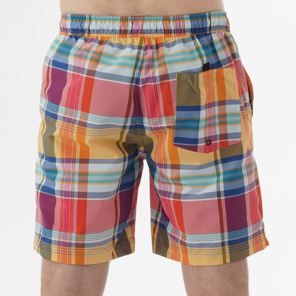 Fred Perry Madras Check Swim Shorts - Red
