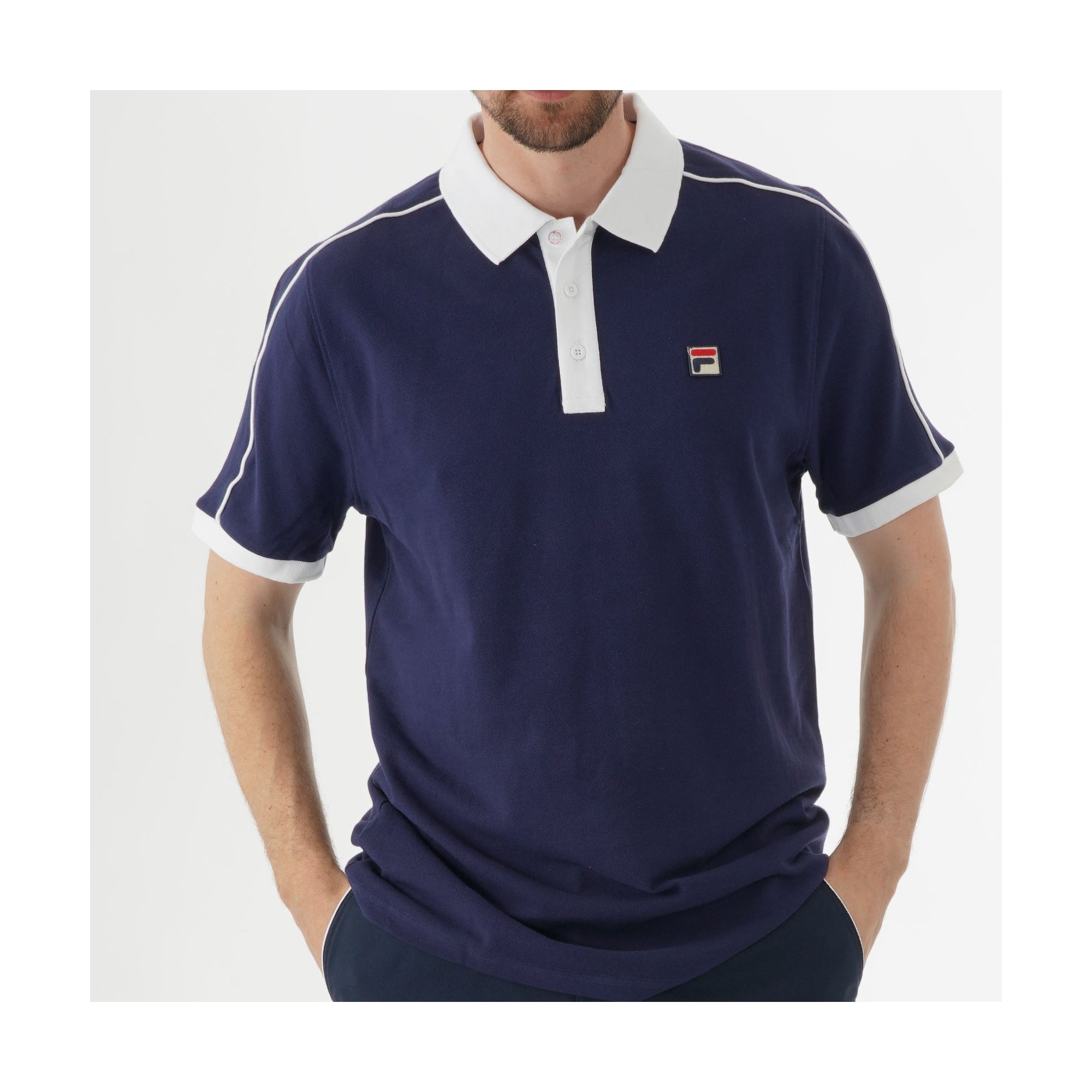 Fila Vintage Klein Polo Shirt - Peacoat & White