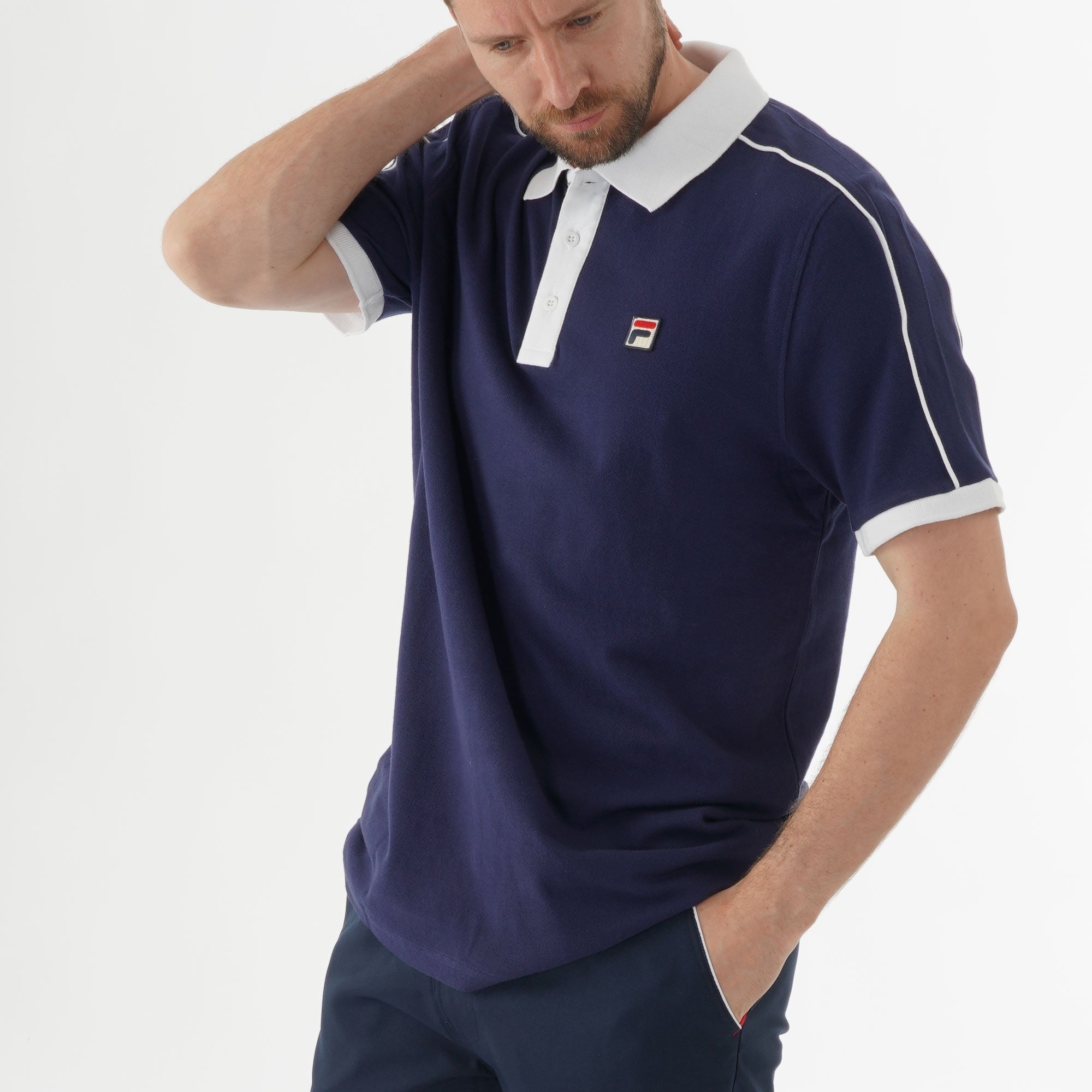 Fila Vintage Klein Polo Shirt - Peacoat & White