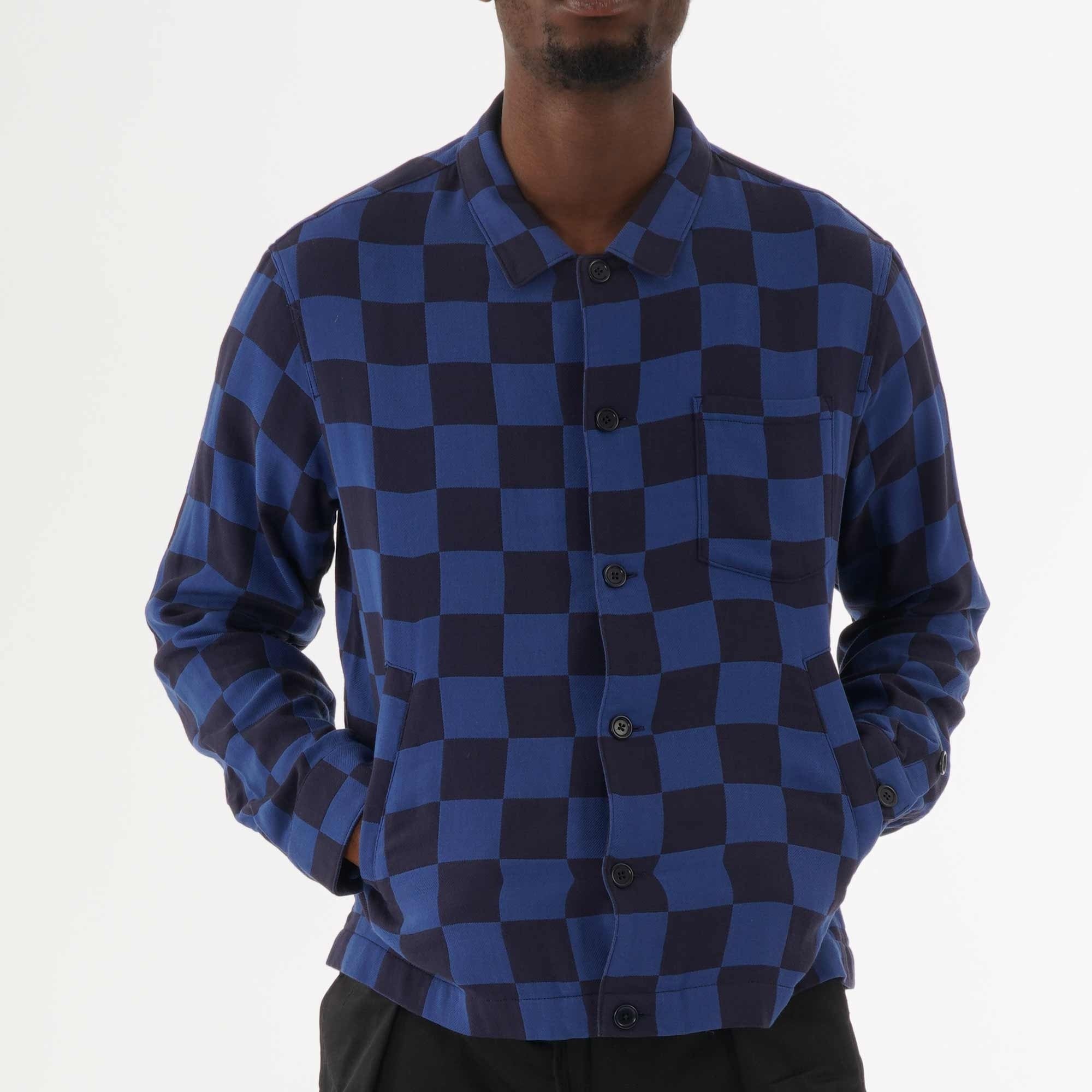 Bowling Over Shirt Jacket  - Navy & Blue