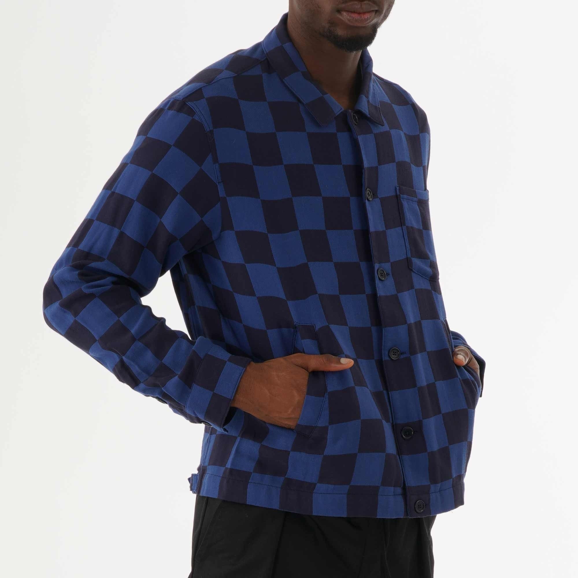 Bowling Over Shirt Jacket  - Navy & Blue