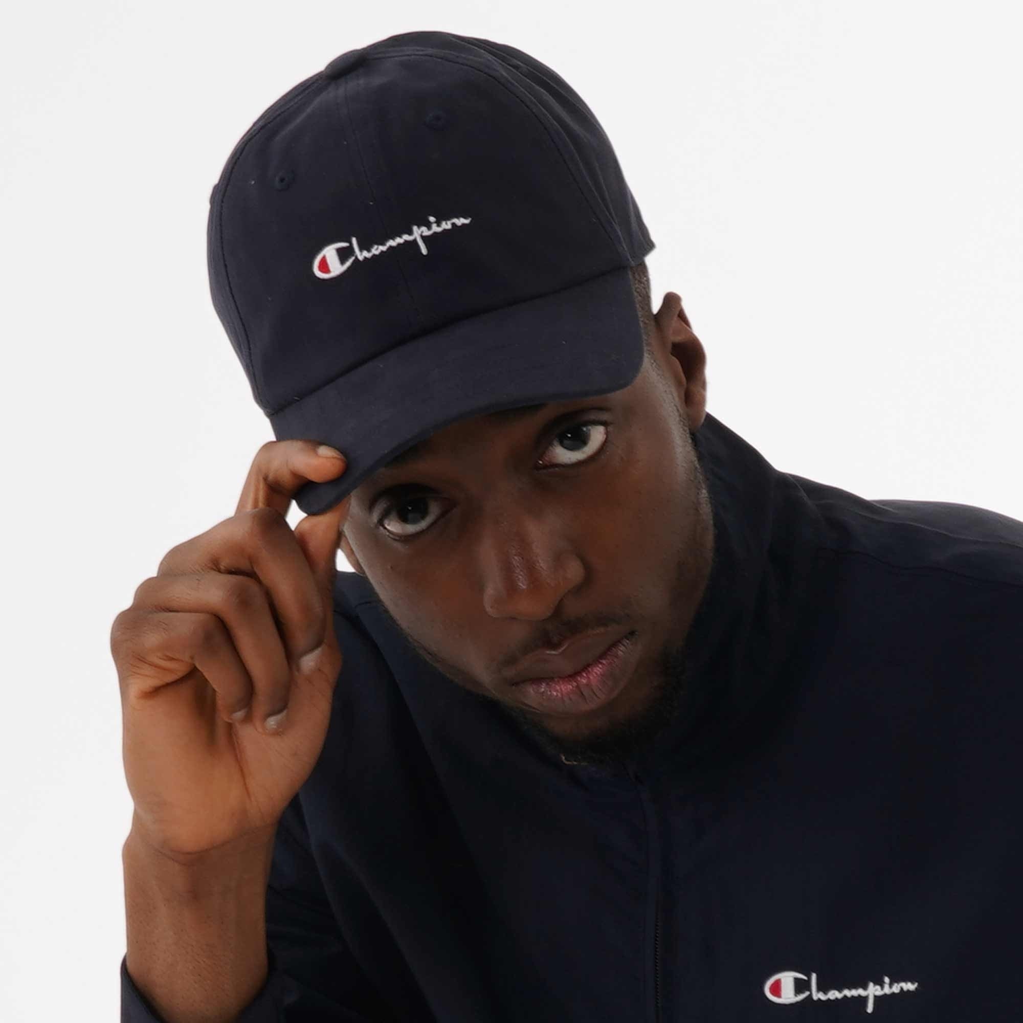 Champion Small Script Logo Baseball Cap - Navy