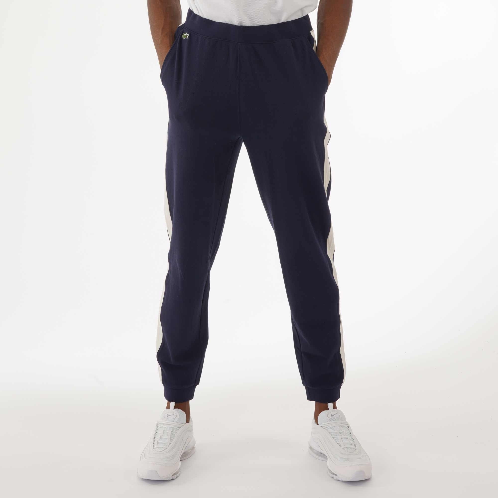Lacoste Colour Block Piqu  Fleece Sweatpants - Navy & White