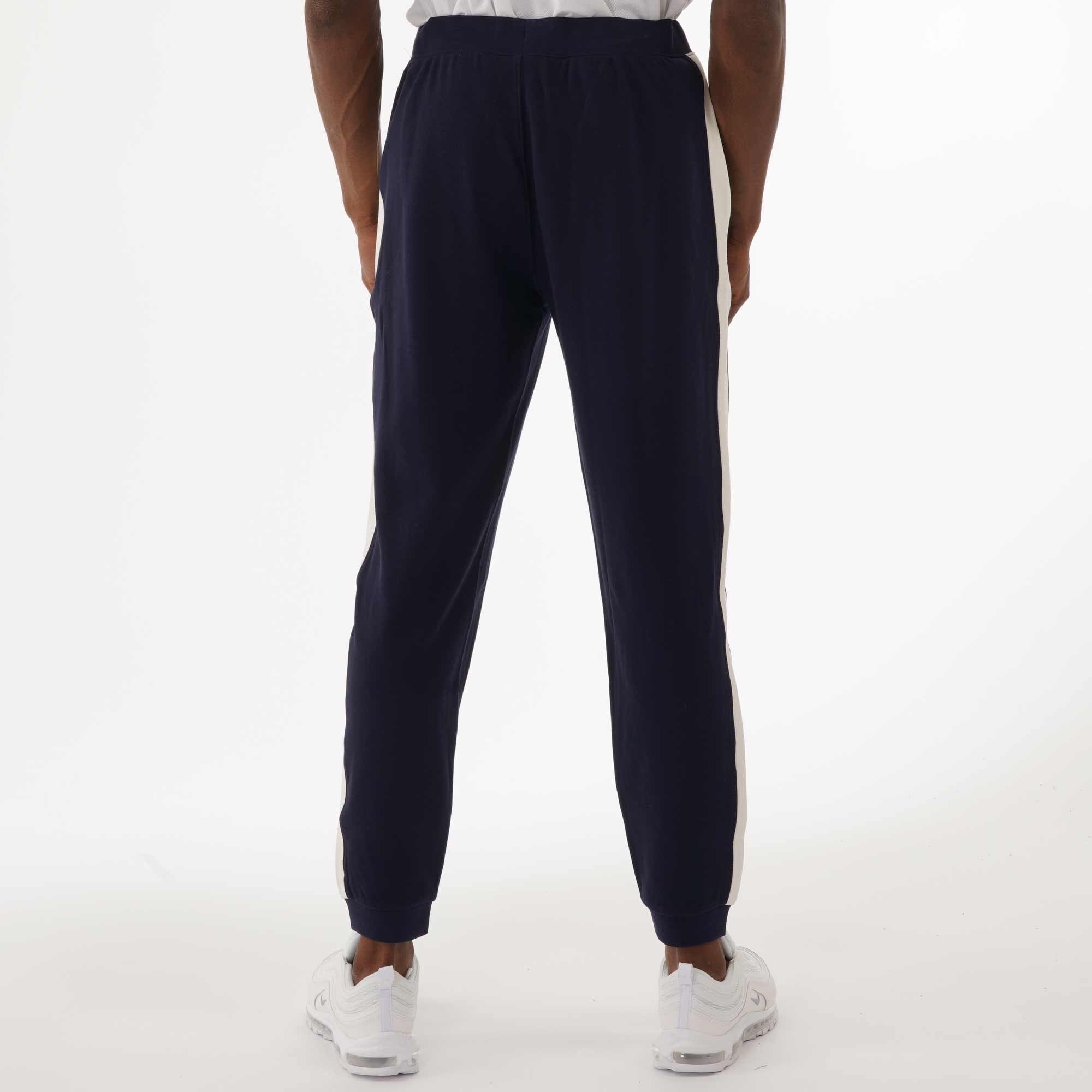 Lacoste Colour Block Piqu  Fleece Sweatpants - Navy & White