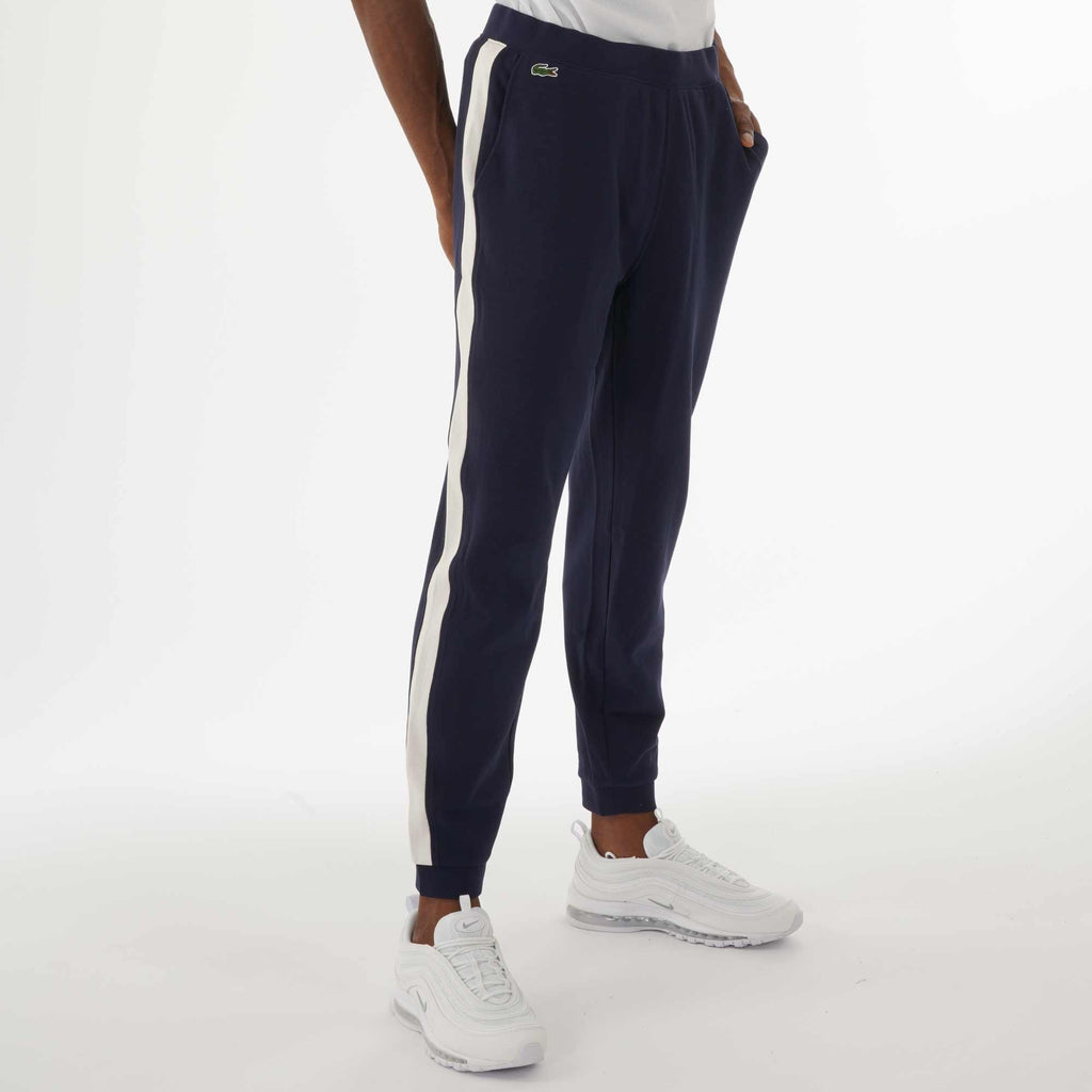 Lacoste Colour Block Piqu  Fleece Sweatpants - Navy & White