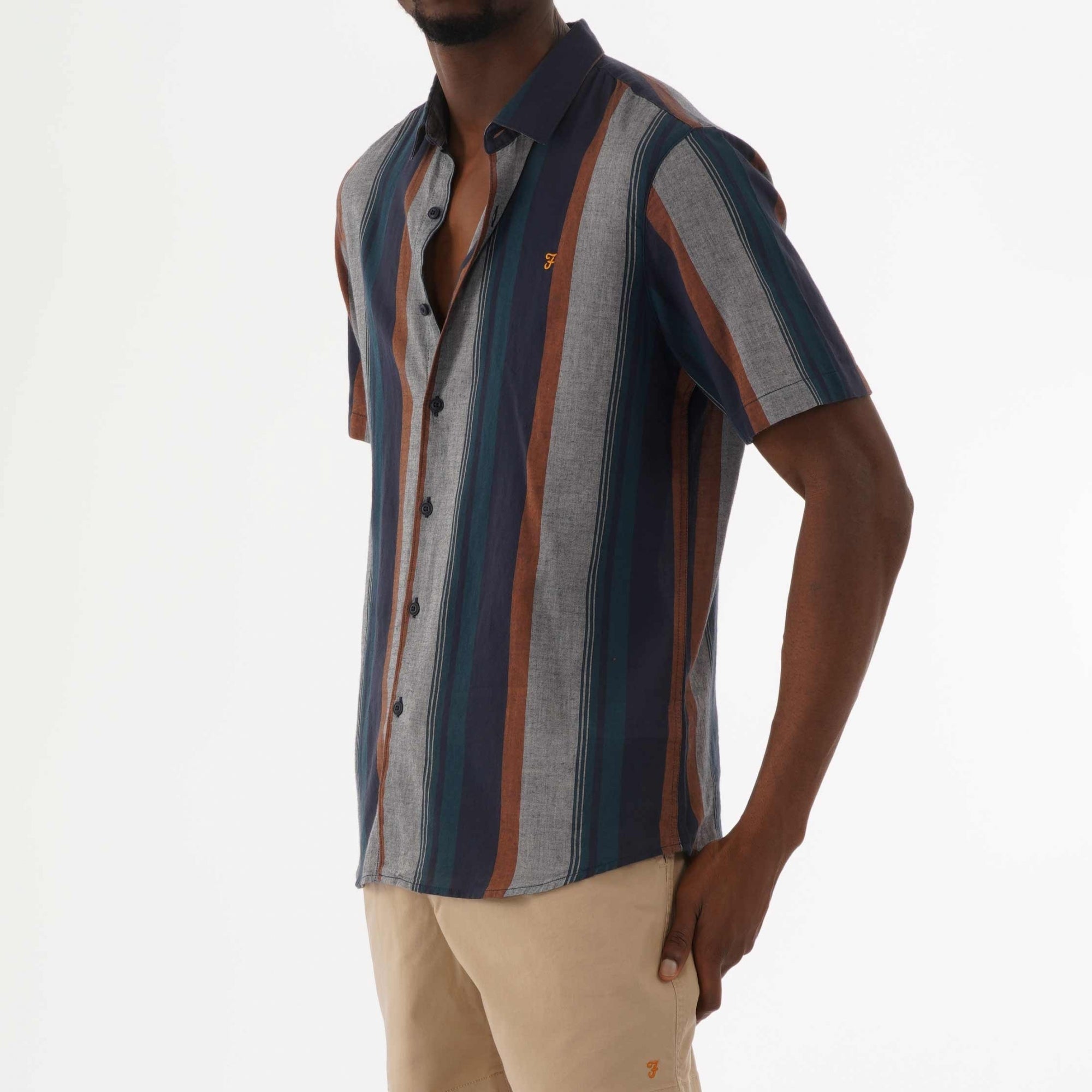 Farah Archive Donnally SS Stripe Shirt - Blue Star