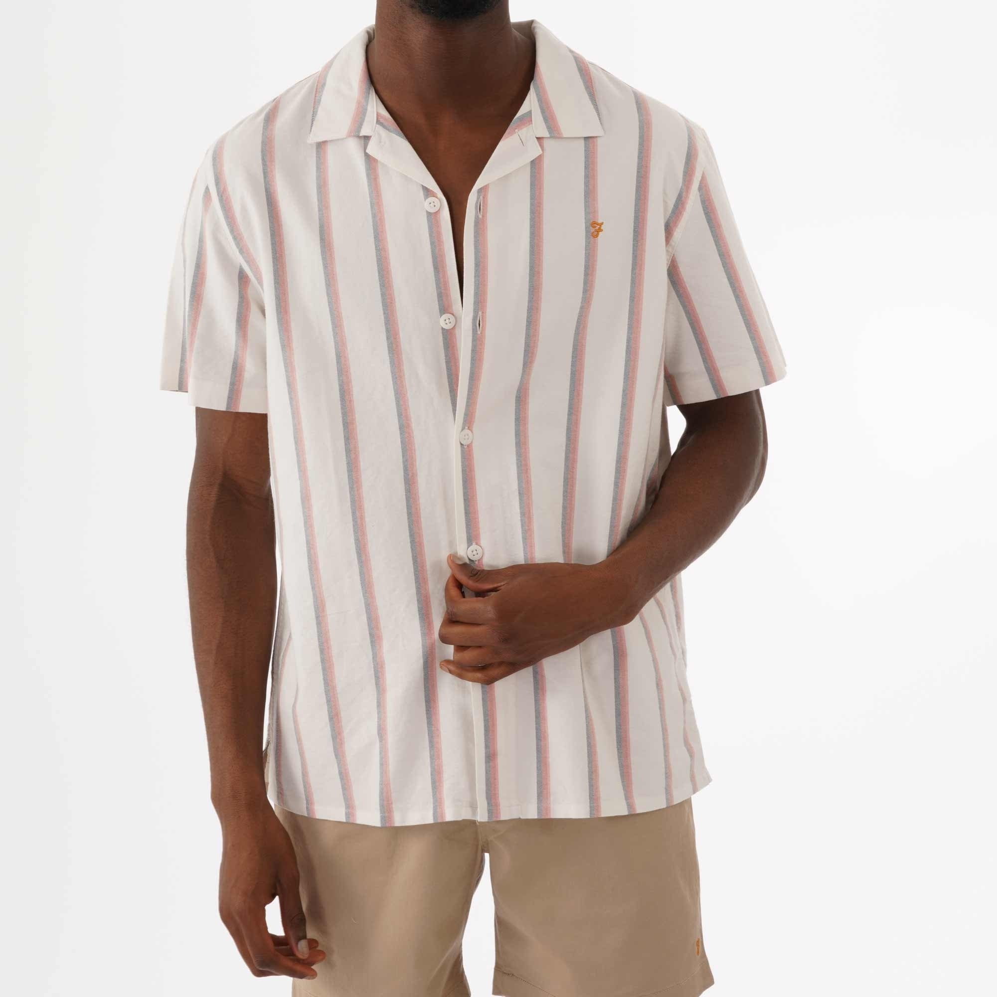 Farah Archive Saunderson Stripe Shirt - Red Coat