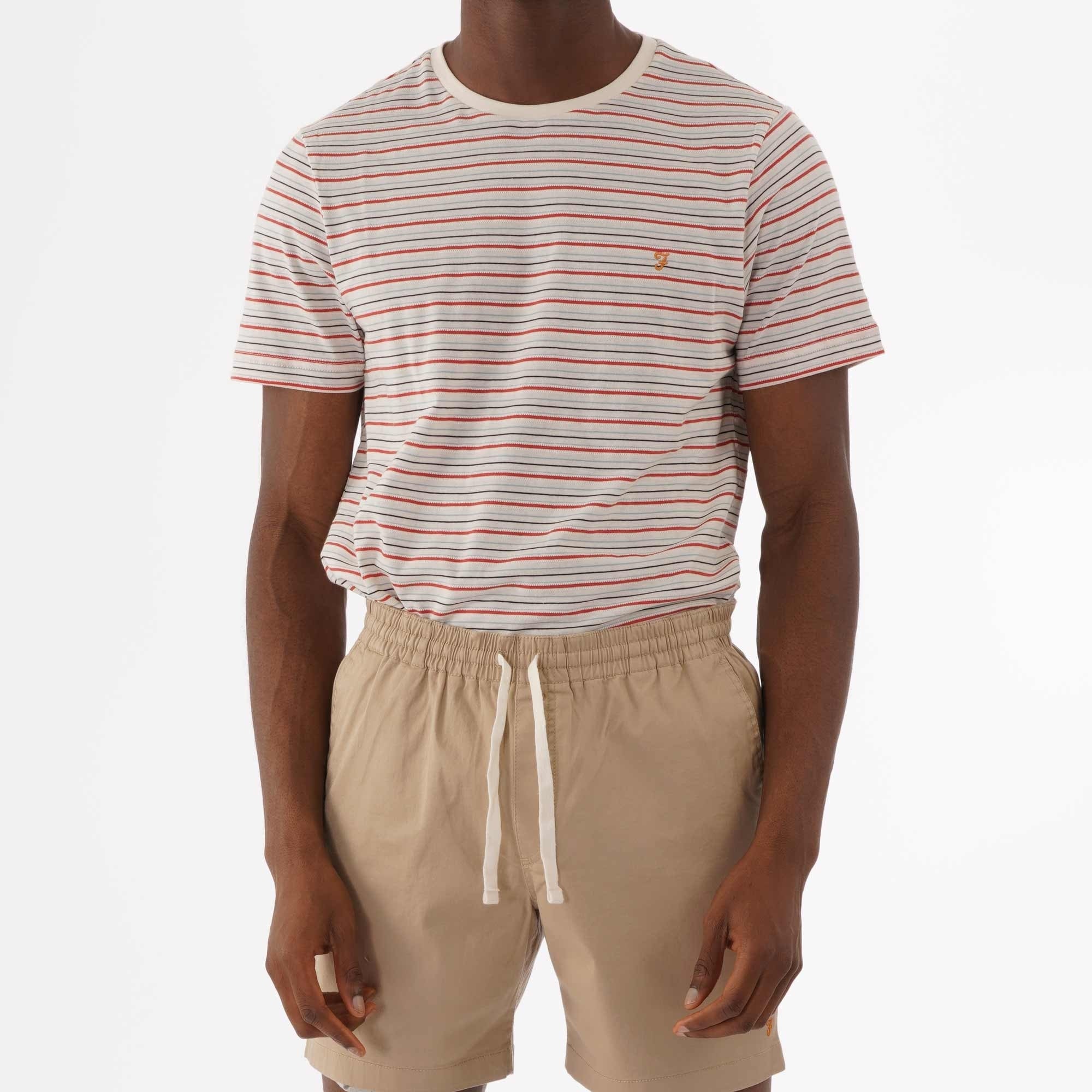 Farah Archive Fawkes Contrast Stripe T-Shirt - Ecru