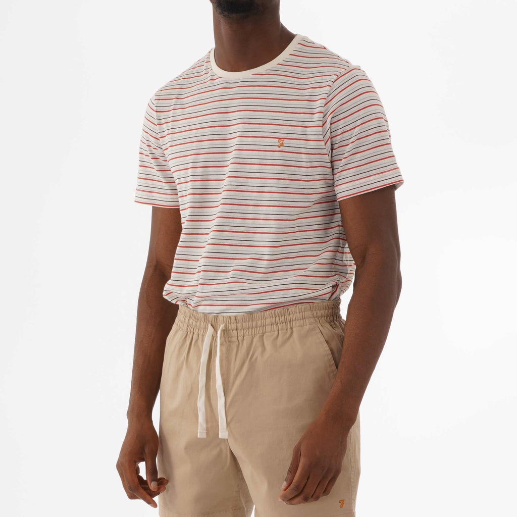 Farah Archive Fawkes Contrast Stripe T-Shirt - Ecru