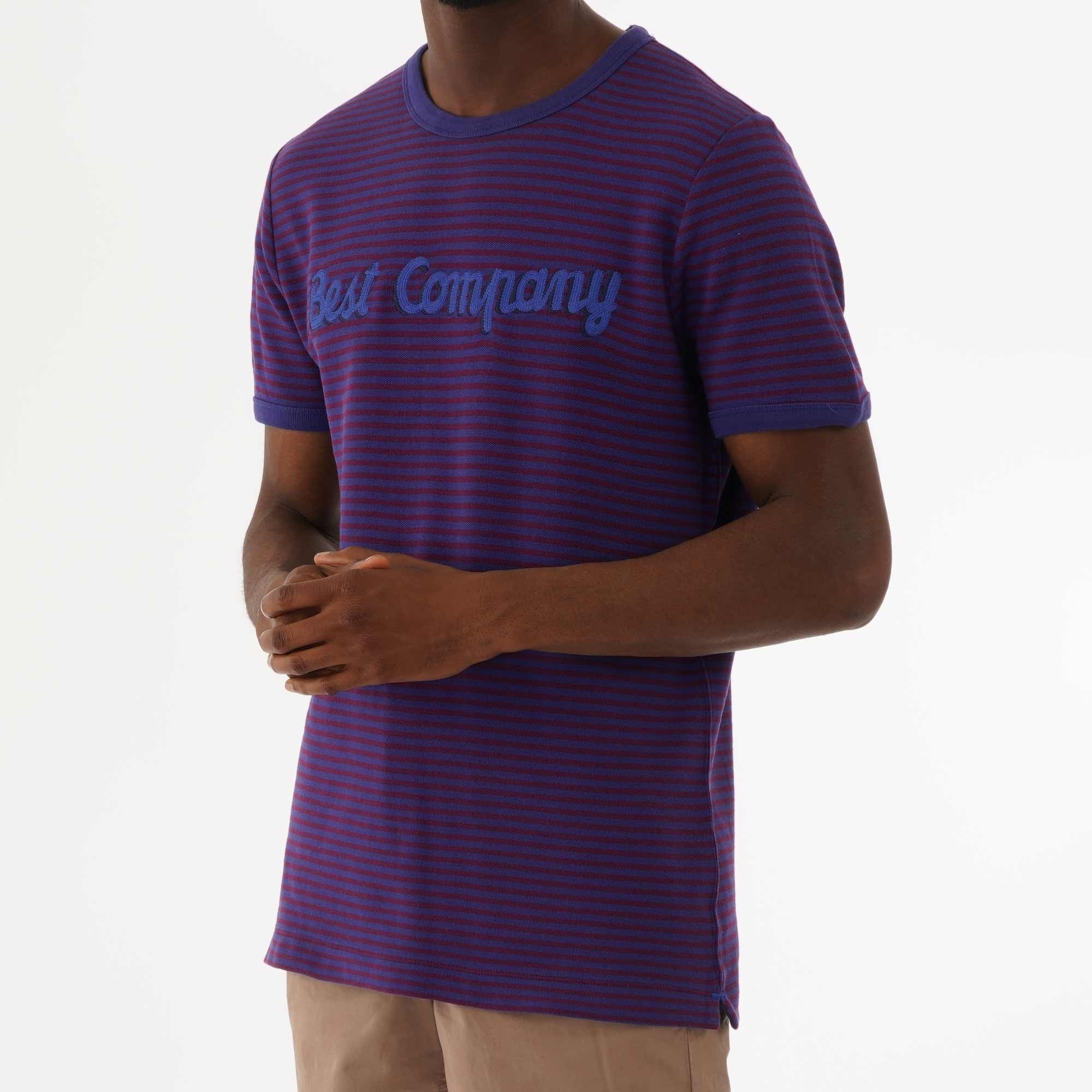 Best Company Striped Logo T-Shirt - Copiativo