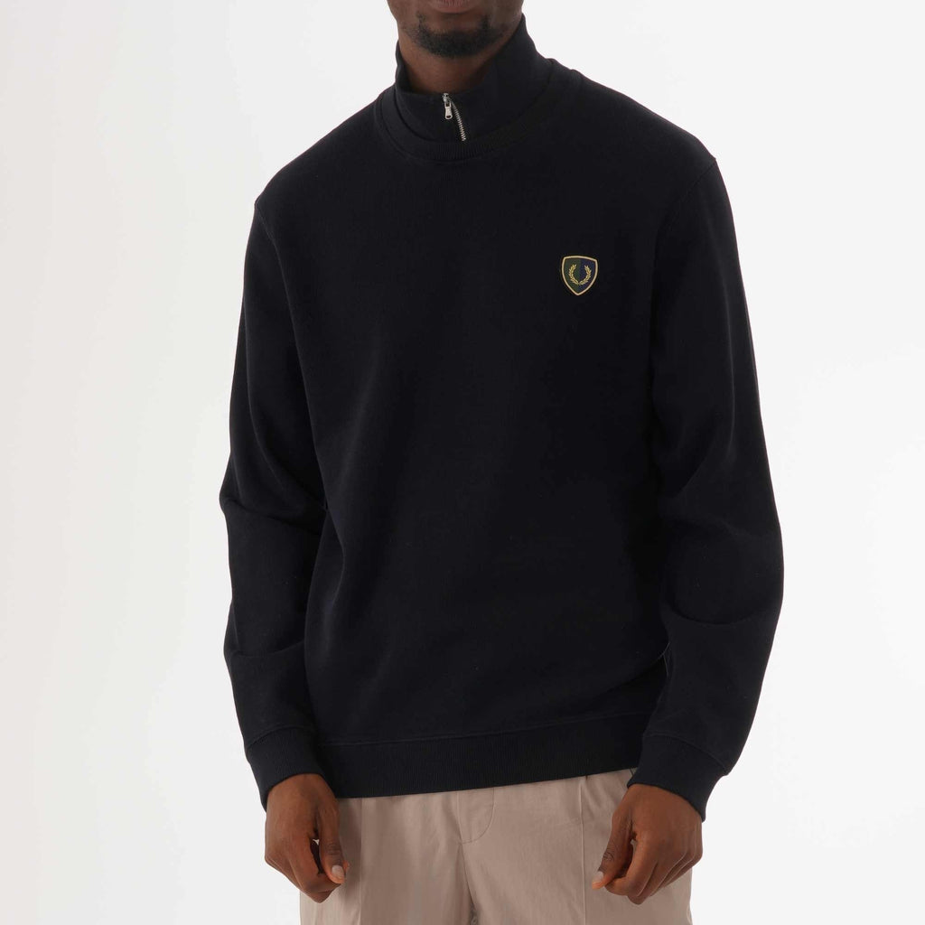 Fred Perry Shield Zip-Neck Sweatshirt - Navy