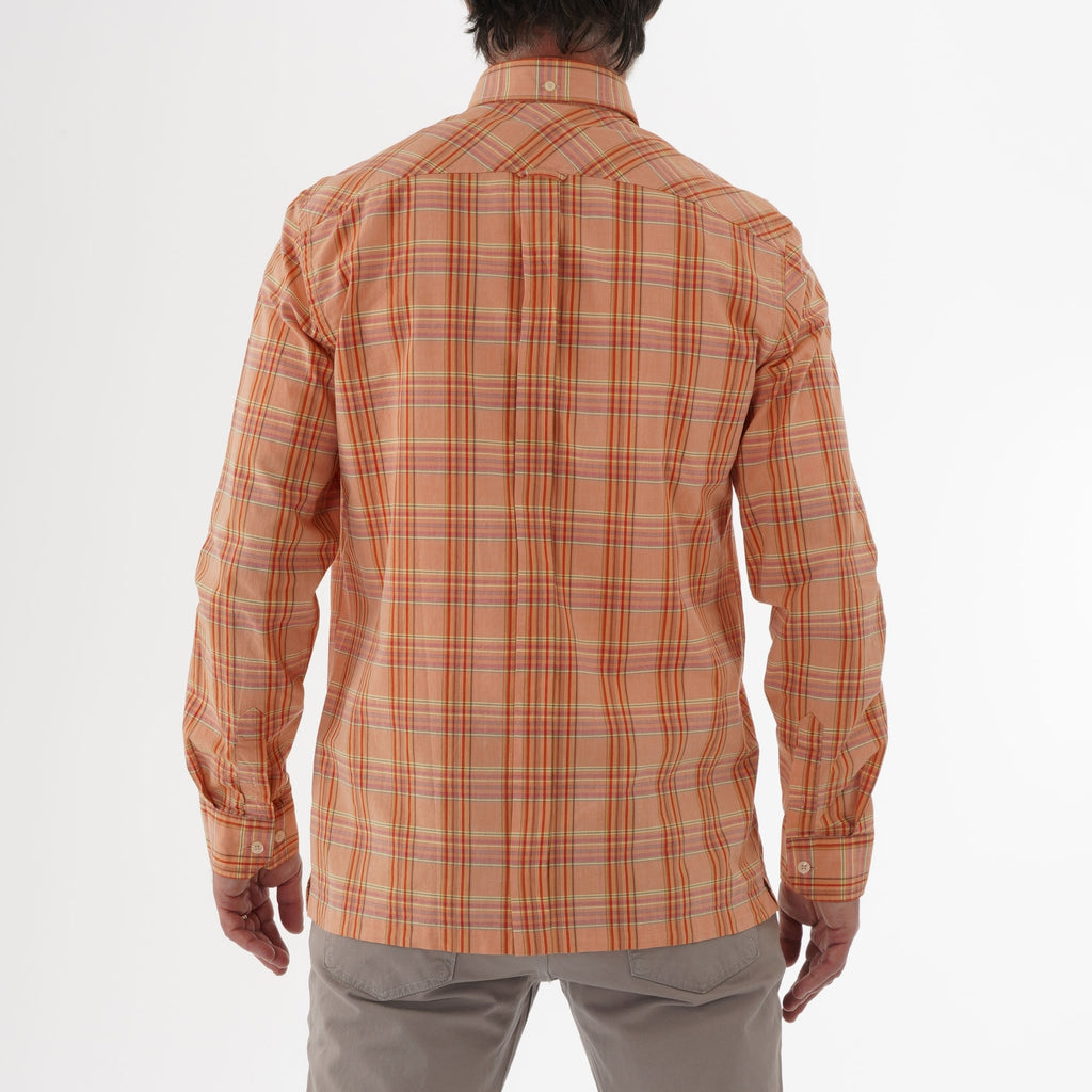 Ben Sherman Slub Stripe Check Shirt - Orange