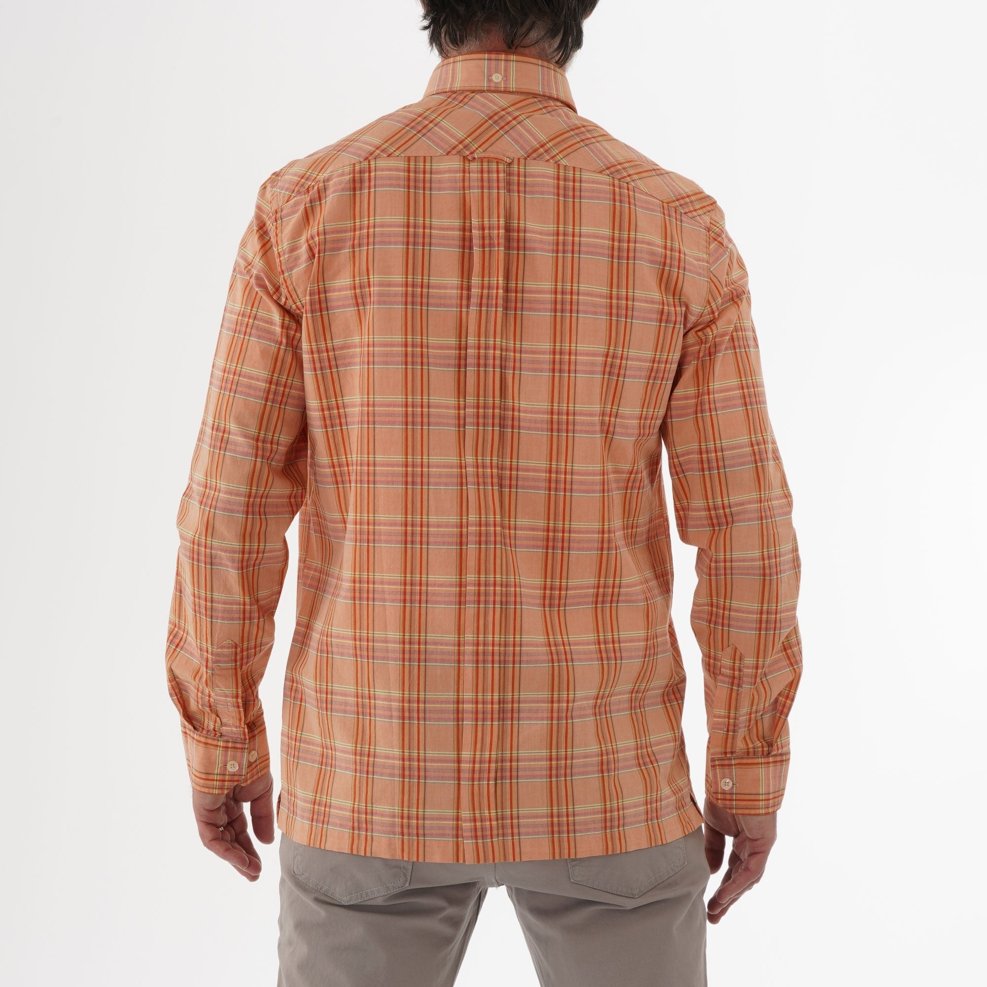 Ben Sherman Slub Stripe Check Shirt - Orange