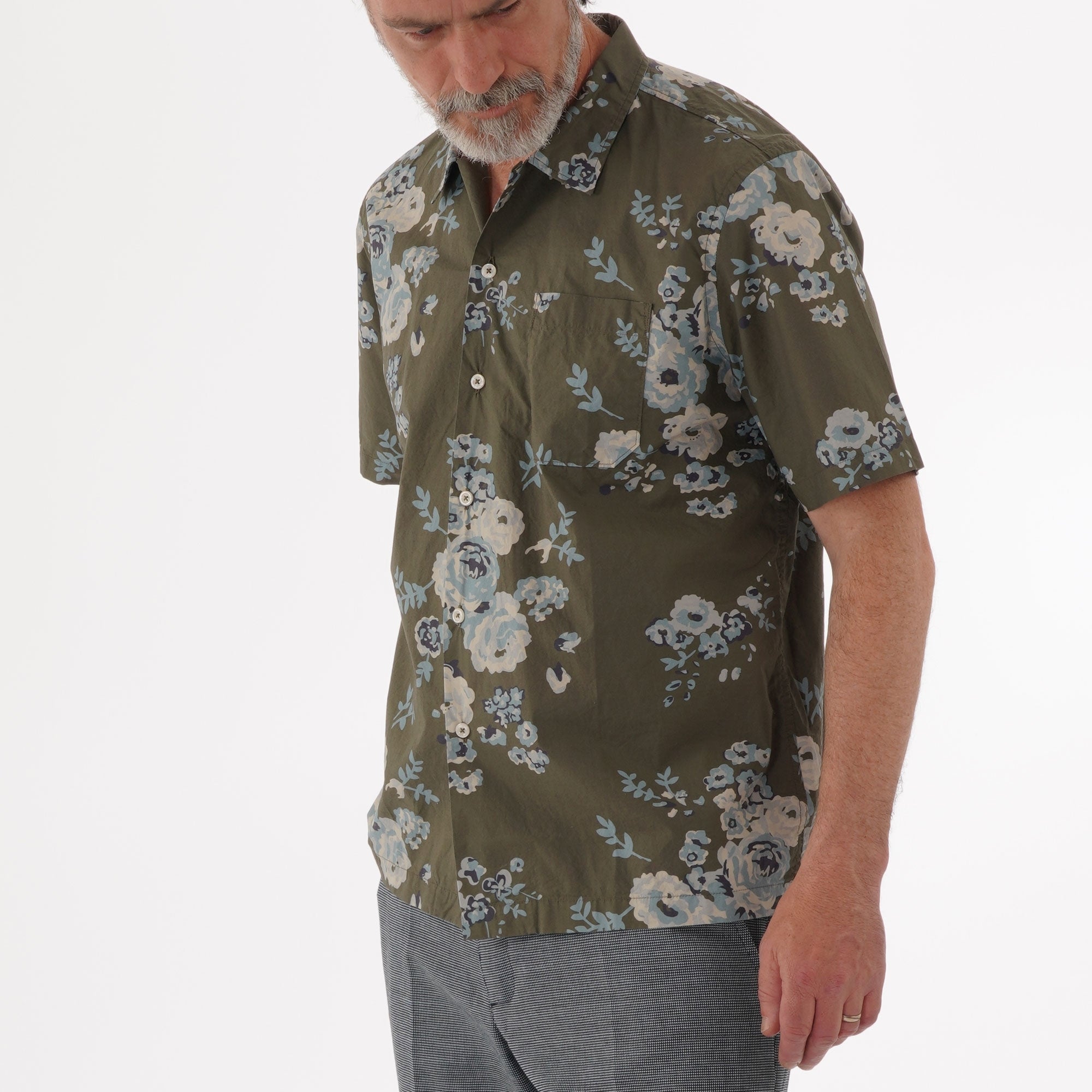 Universal Works Road Shirt - Olive Flower Poplin