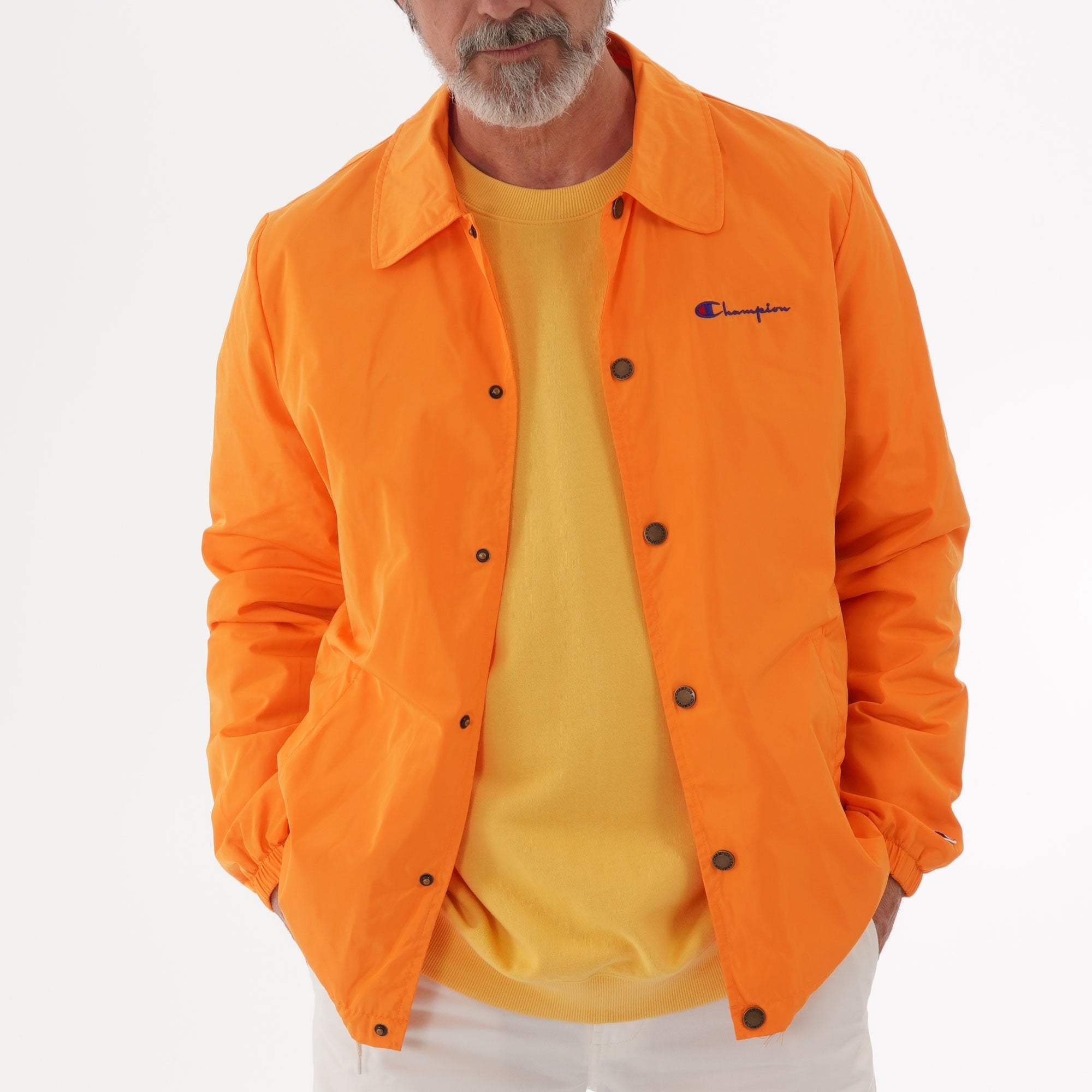 Champion Script Logo Satin Coach Jacket - Orange