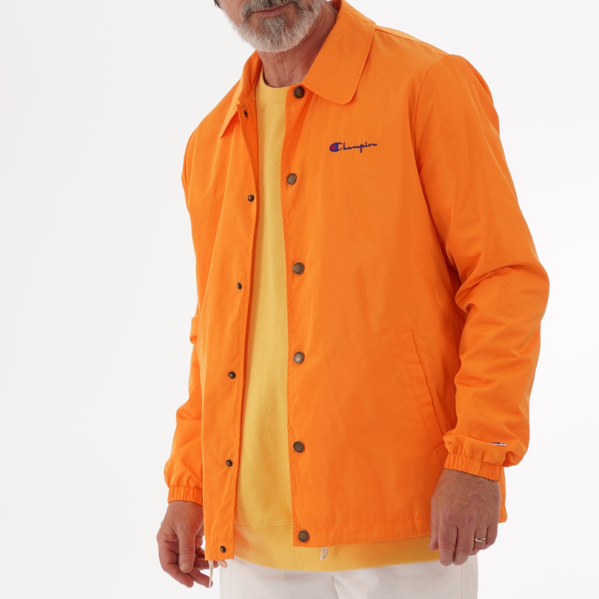 Champion Script Logo Satin Coach Jacket - Orange