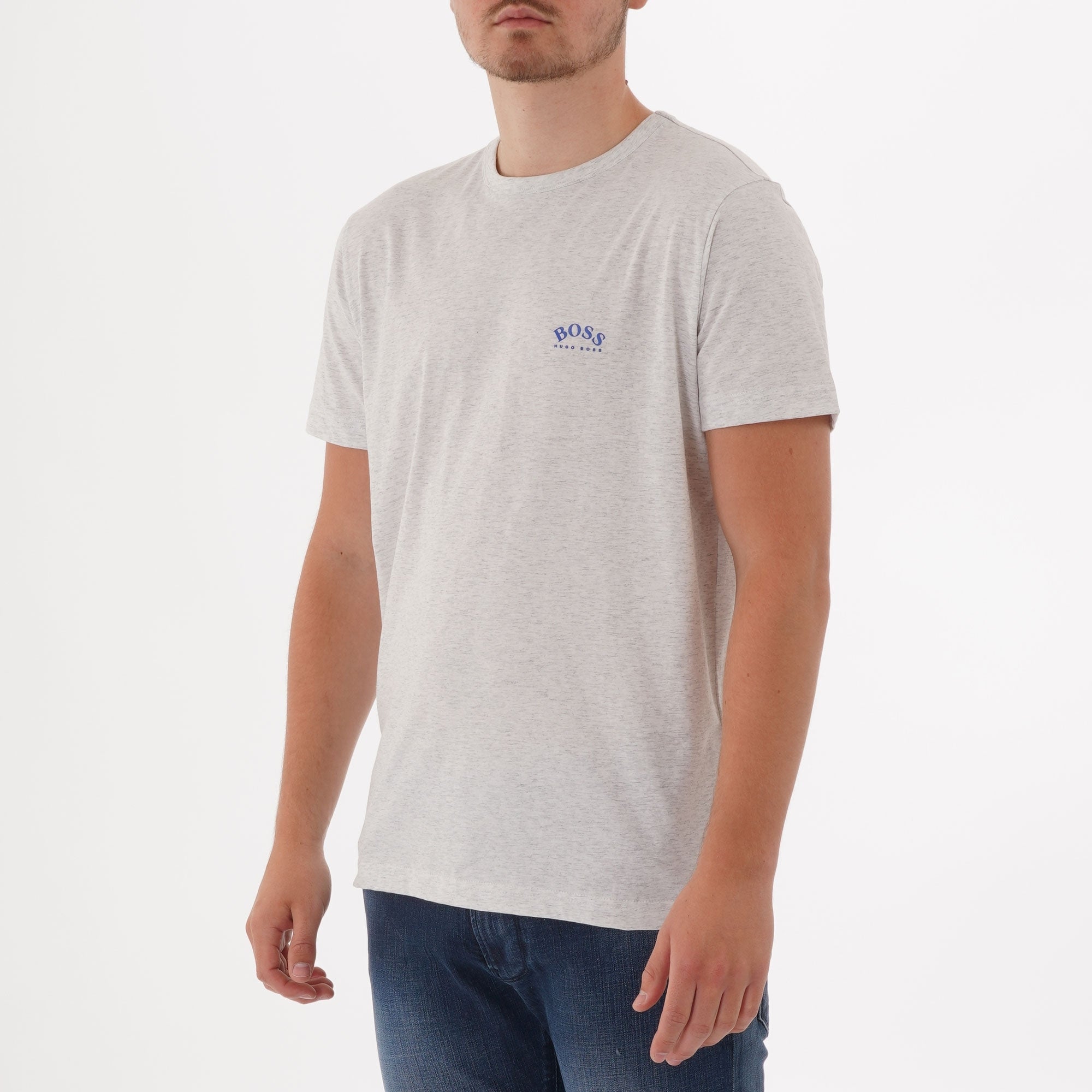 Boss Curved Logo T-Shirt - Grey