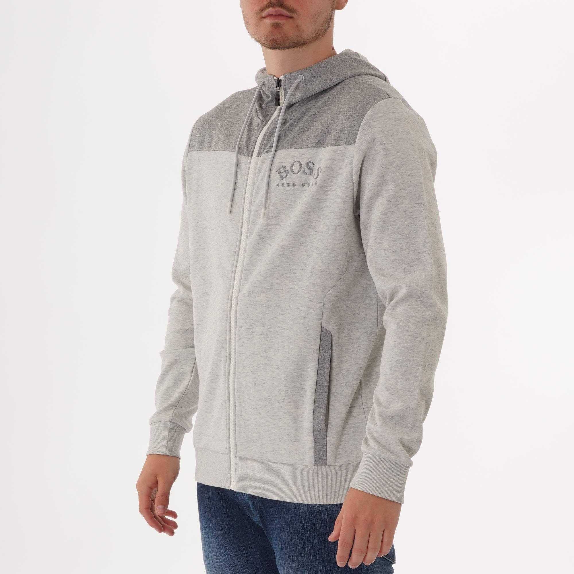 Boss Saggy Zip Through Hoodie - Grey