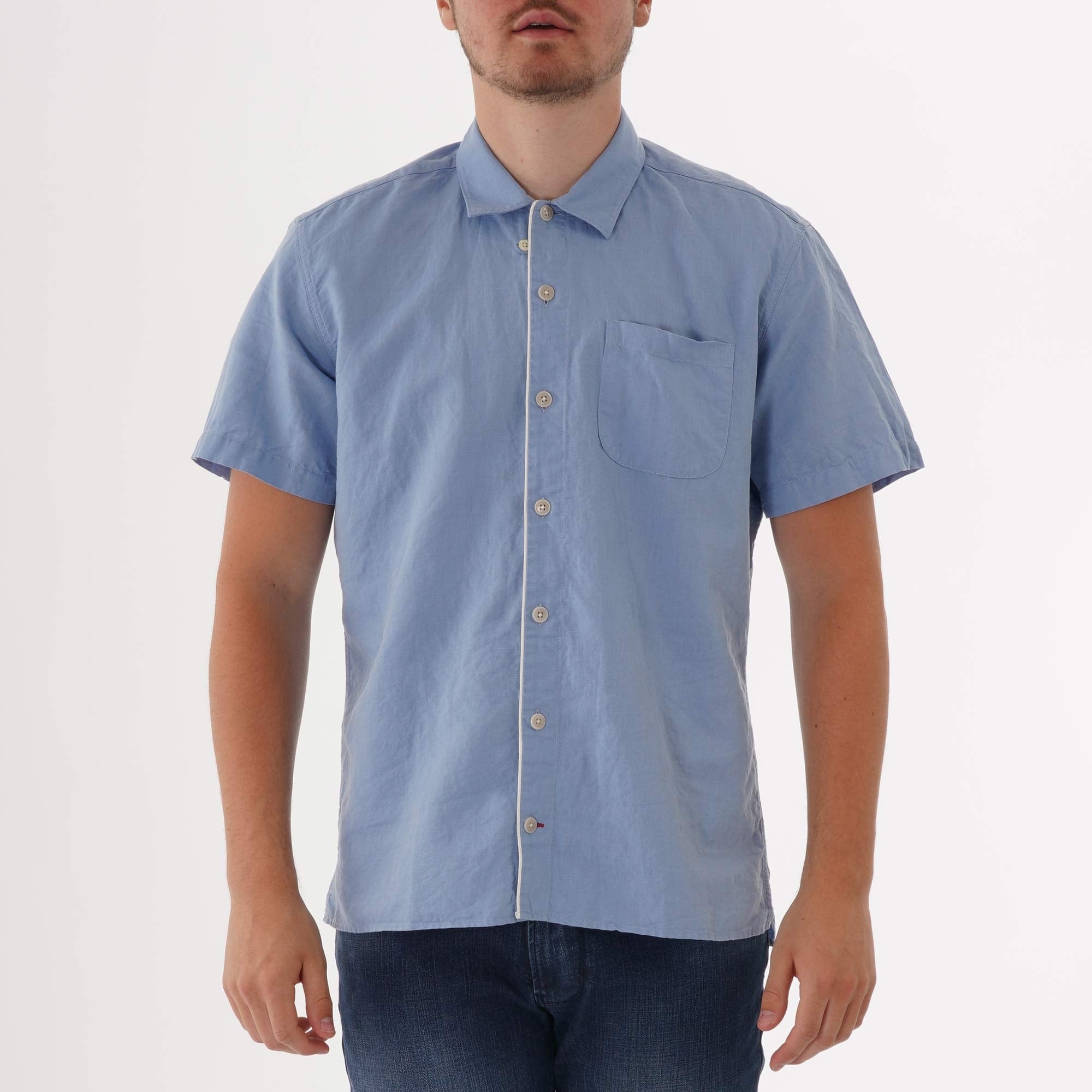 Oliver Spencer Hawaiian Shirt - Linton Sky Blue