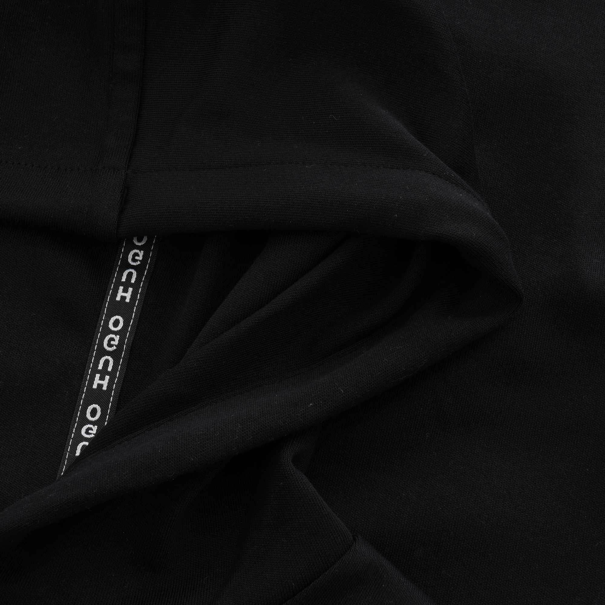 Boss Hooded sweatshirt in interlock cotton with logo-tape sleeves - Black
