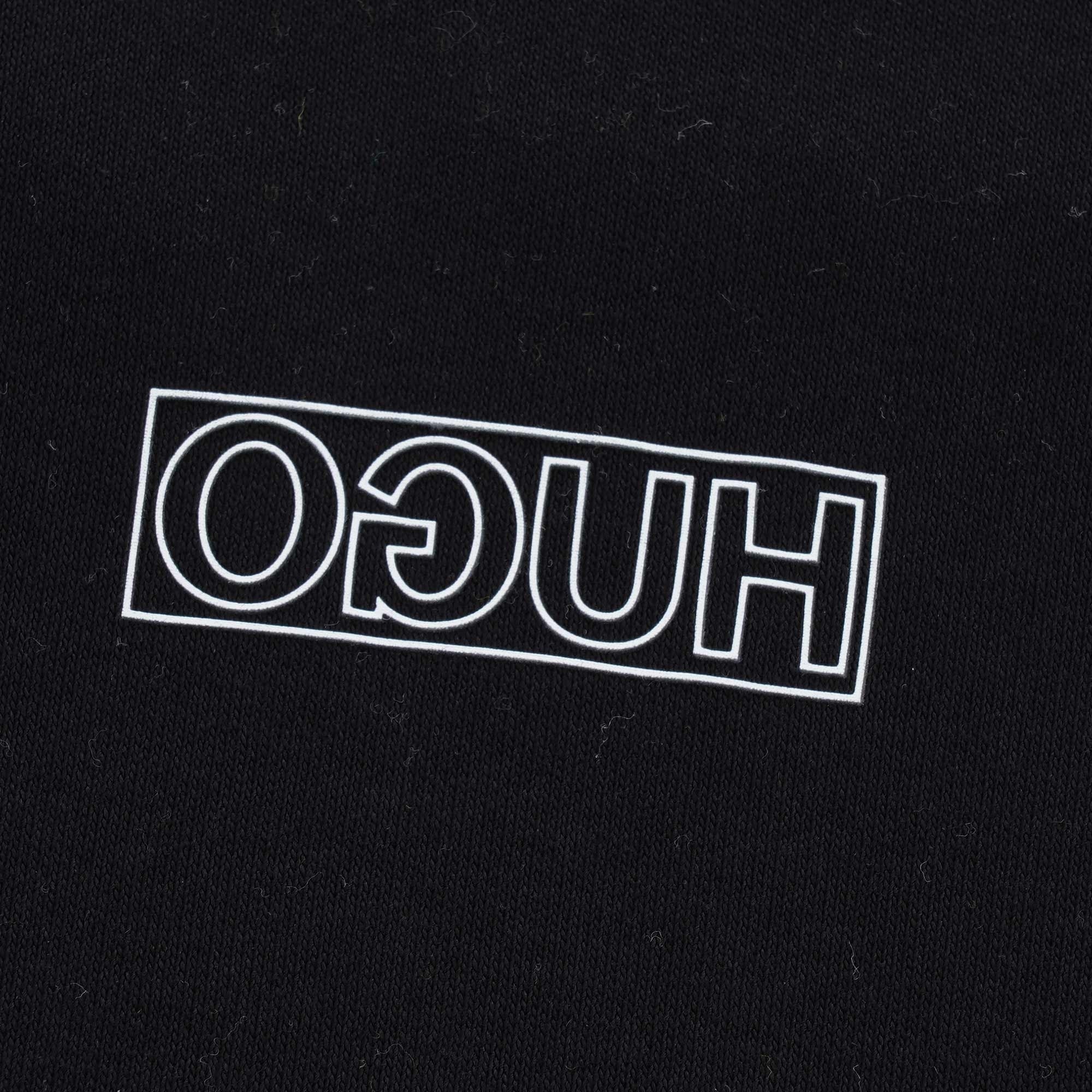 Boss Hooded sweatshirt in interlock cotton with logo-tape sleeves - Black