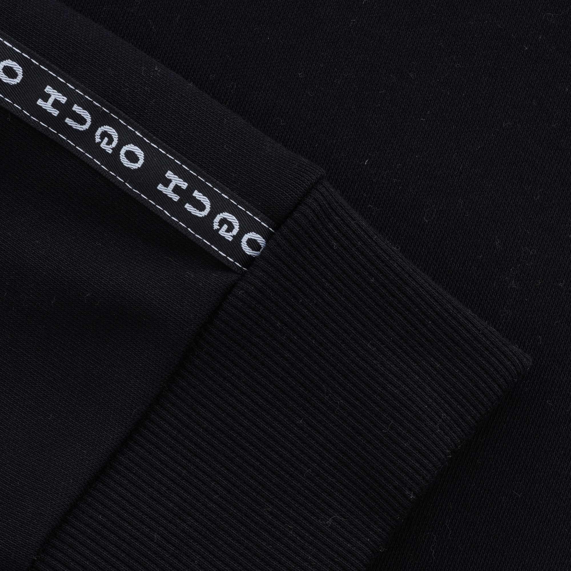 Boss Hooded sweatshirt in interlock cotton with logo-tape sleeves - Black
