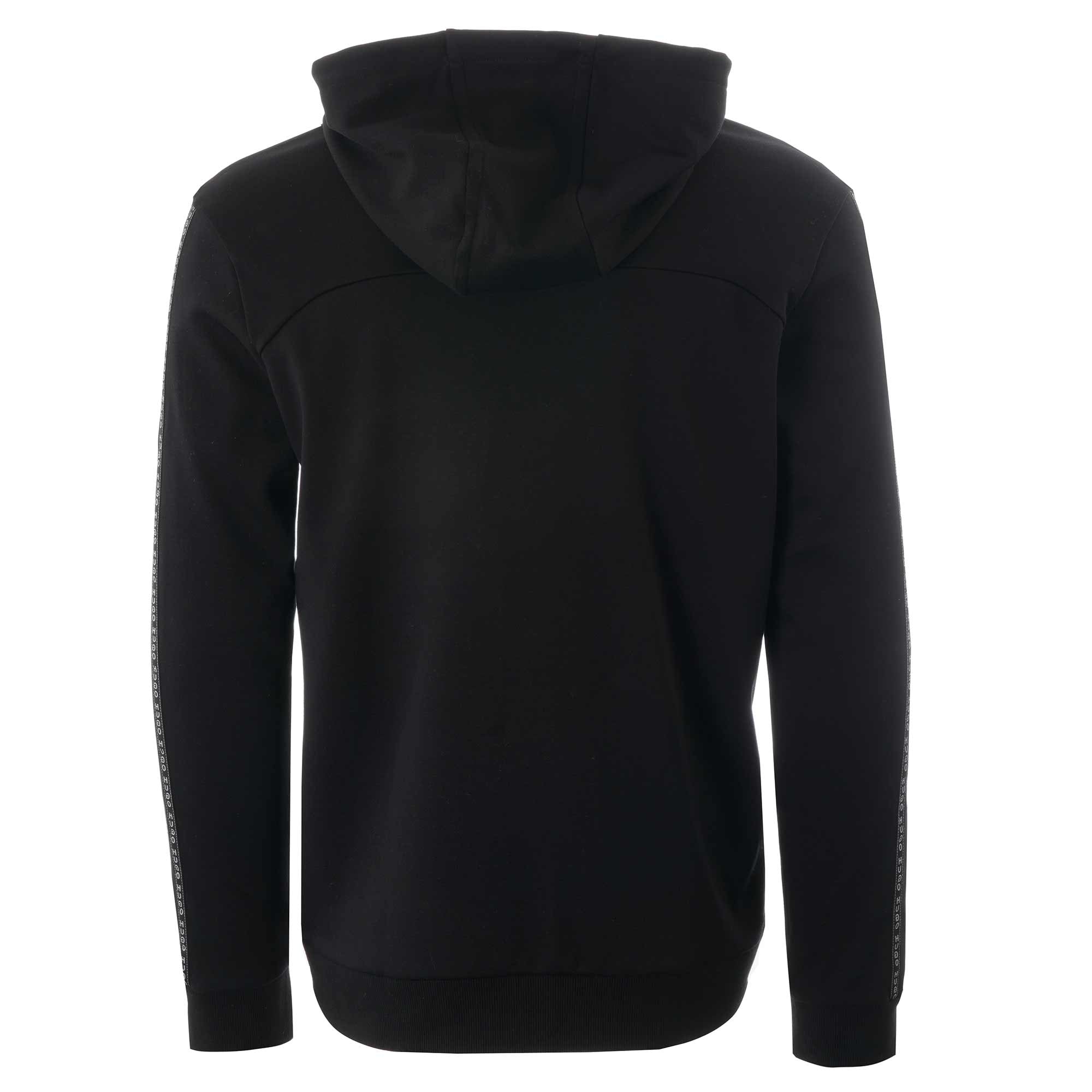 Boss Hooded sweatshirt in interlock cotton with logo-tape sleeves - Black
