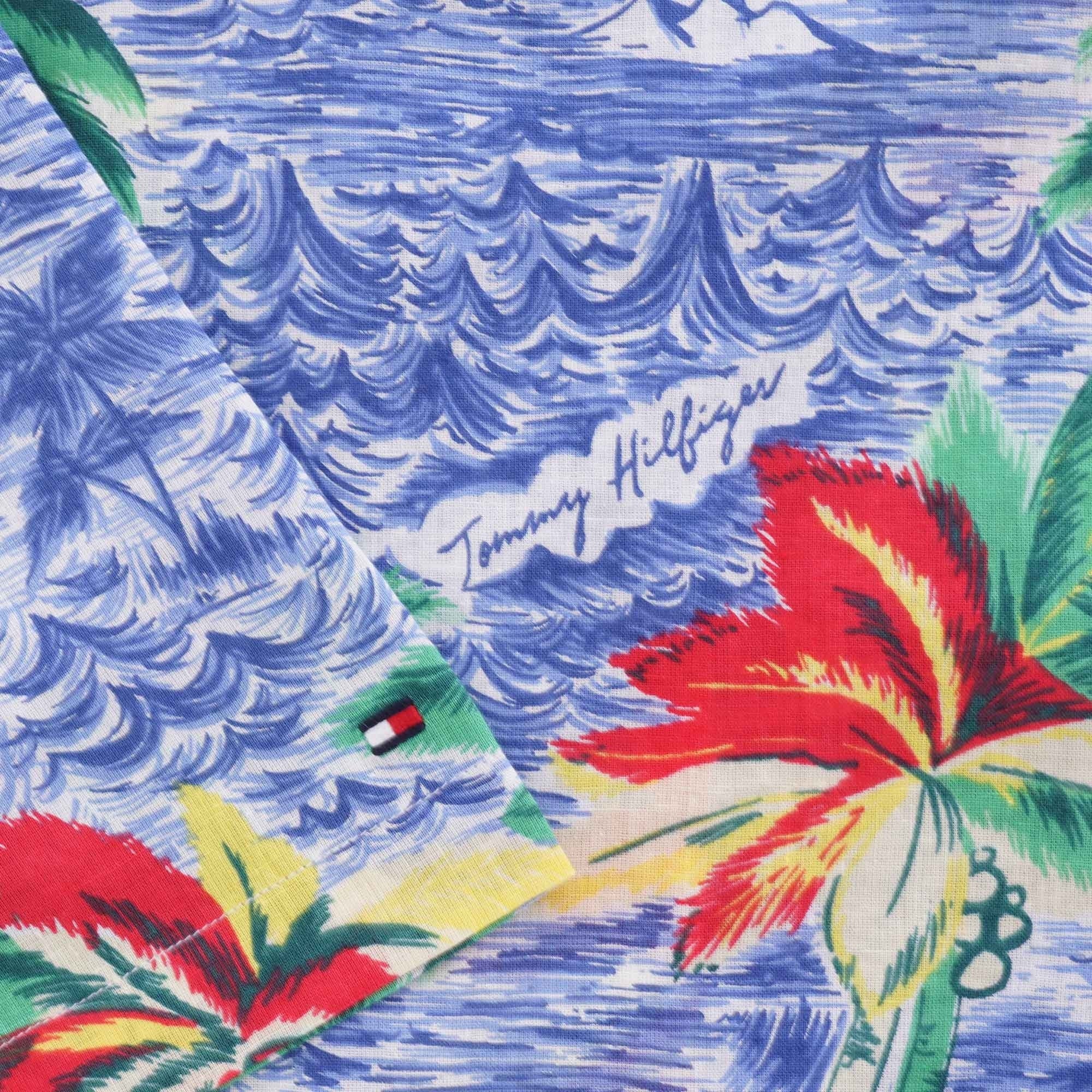 Tommy Hilfiger Hawaiian Print Open Collar Shirt - Blue