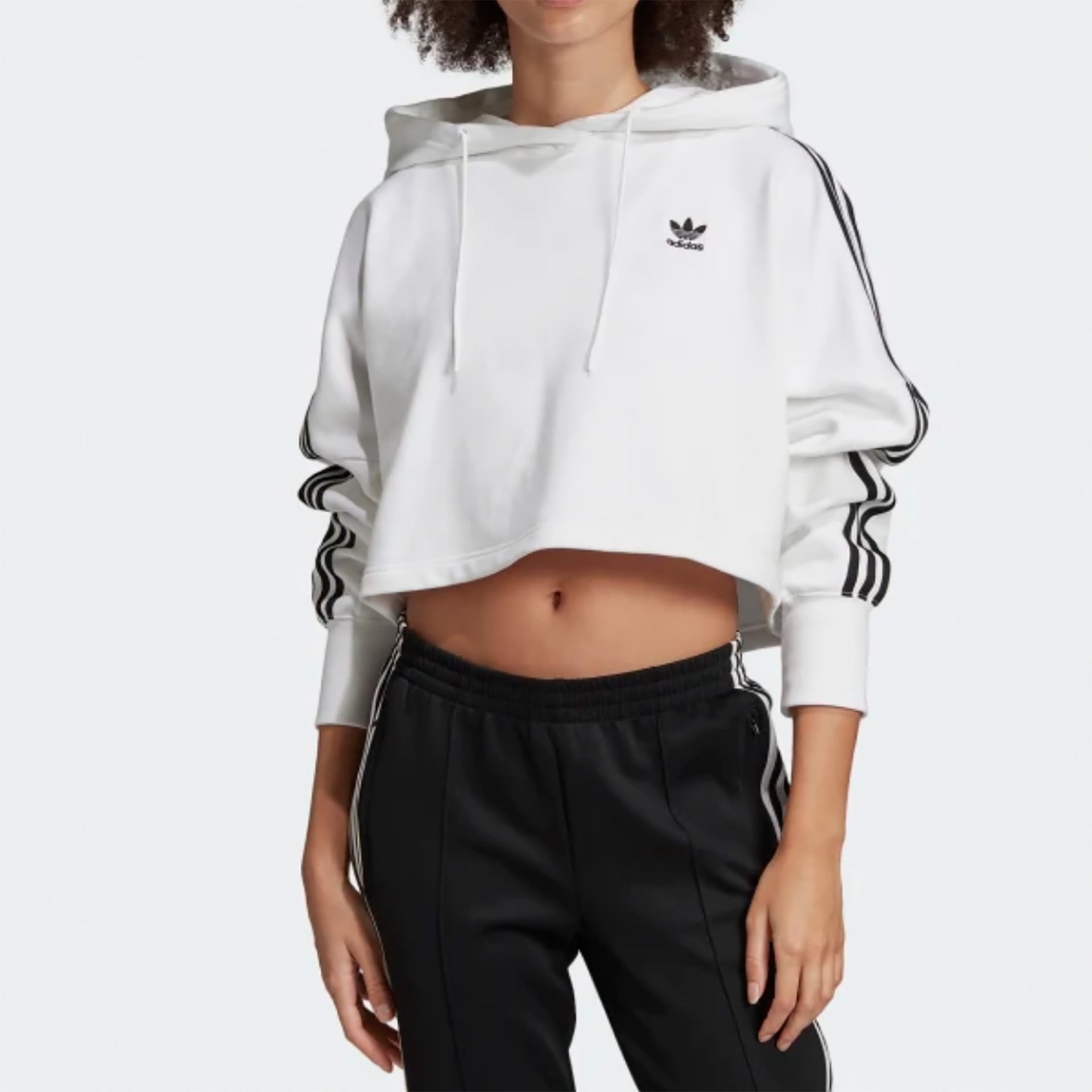 Adidas Originals Womens Cropped 3-Stripe Hoodie