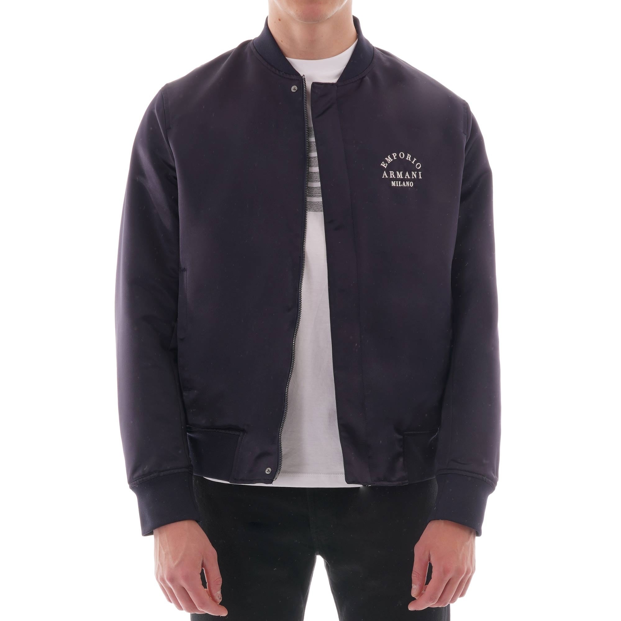 Emporio Armani Reversible Satin Bomber - Blue Navy – Stuarts London