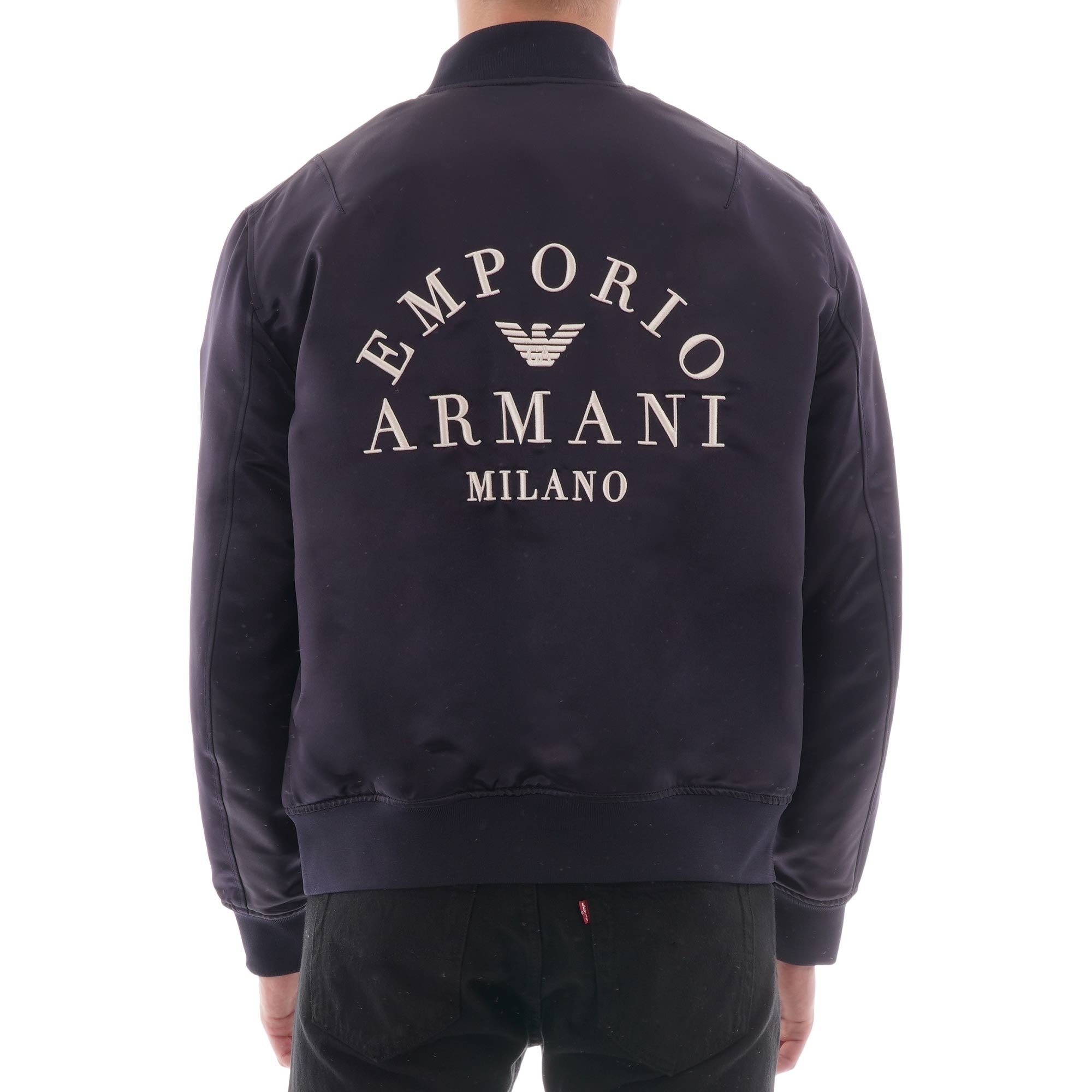 Emporio Armani Reversible Satin Bomber - Blue Navy