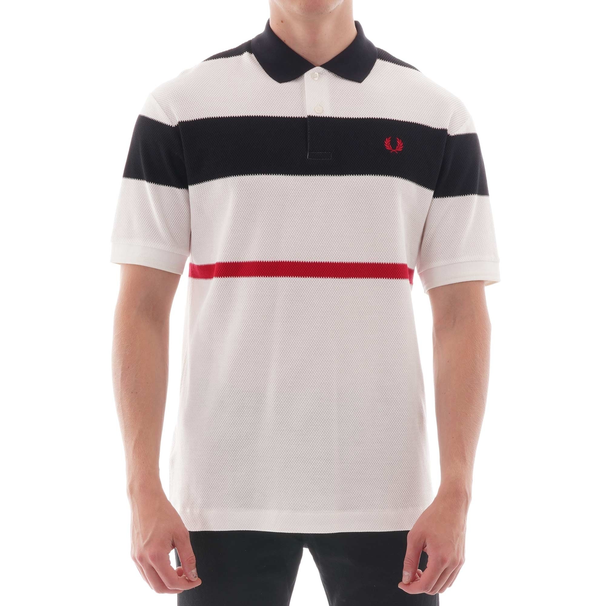 Fred Perry Bold Stripe Polo Shirt - Snow White
