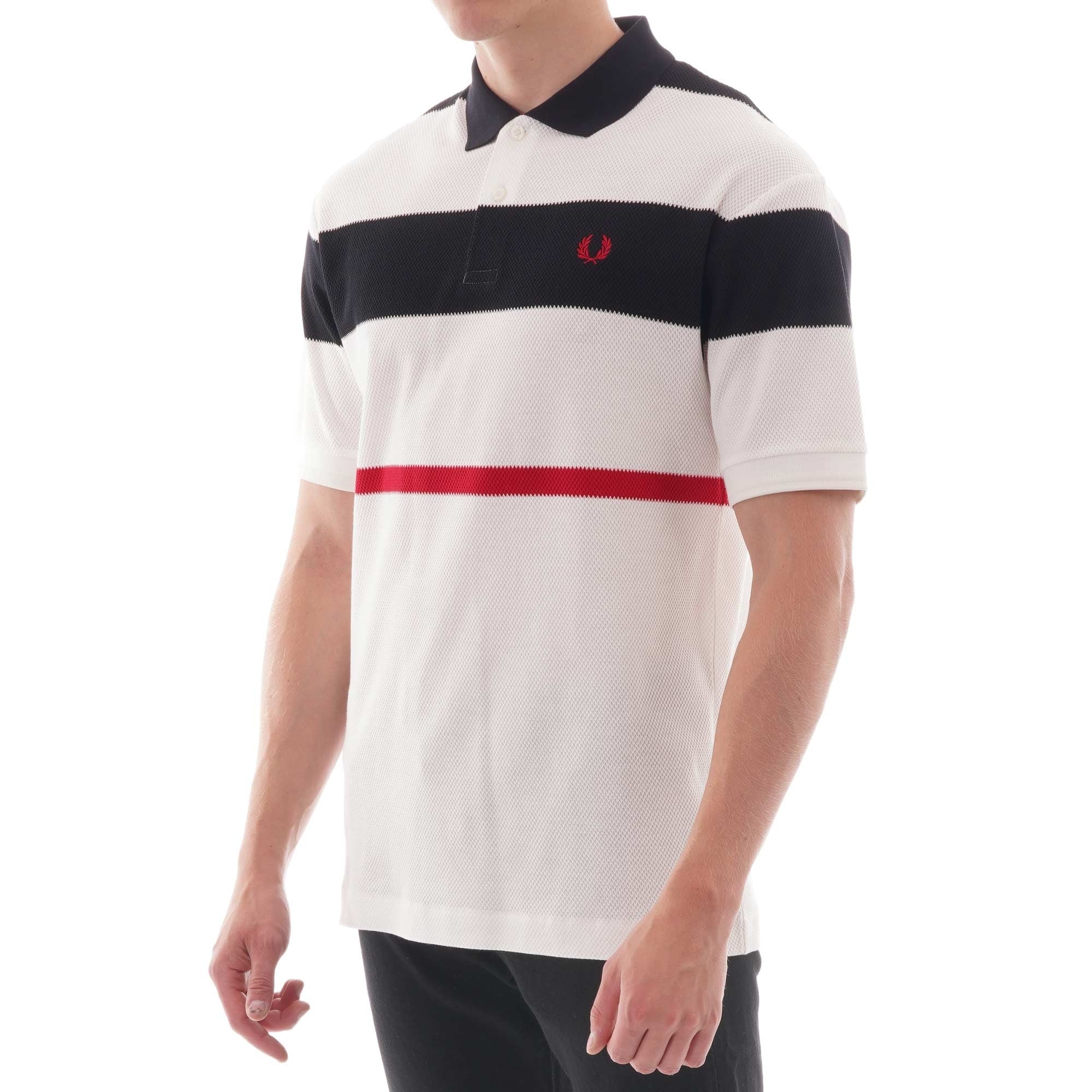 Fred Perry Bold Stripe Polo Shirt - Snow White